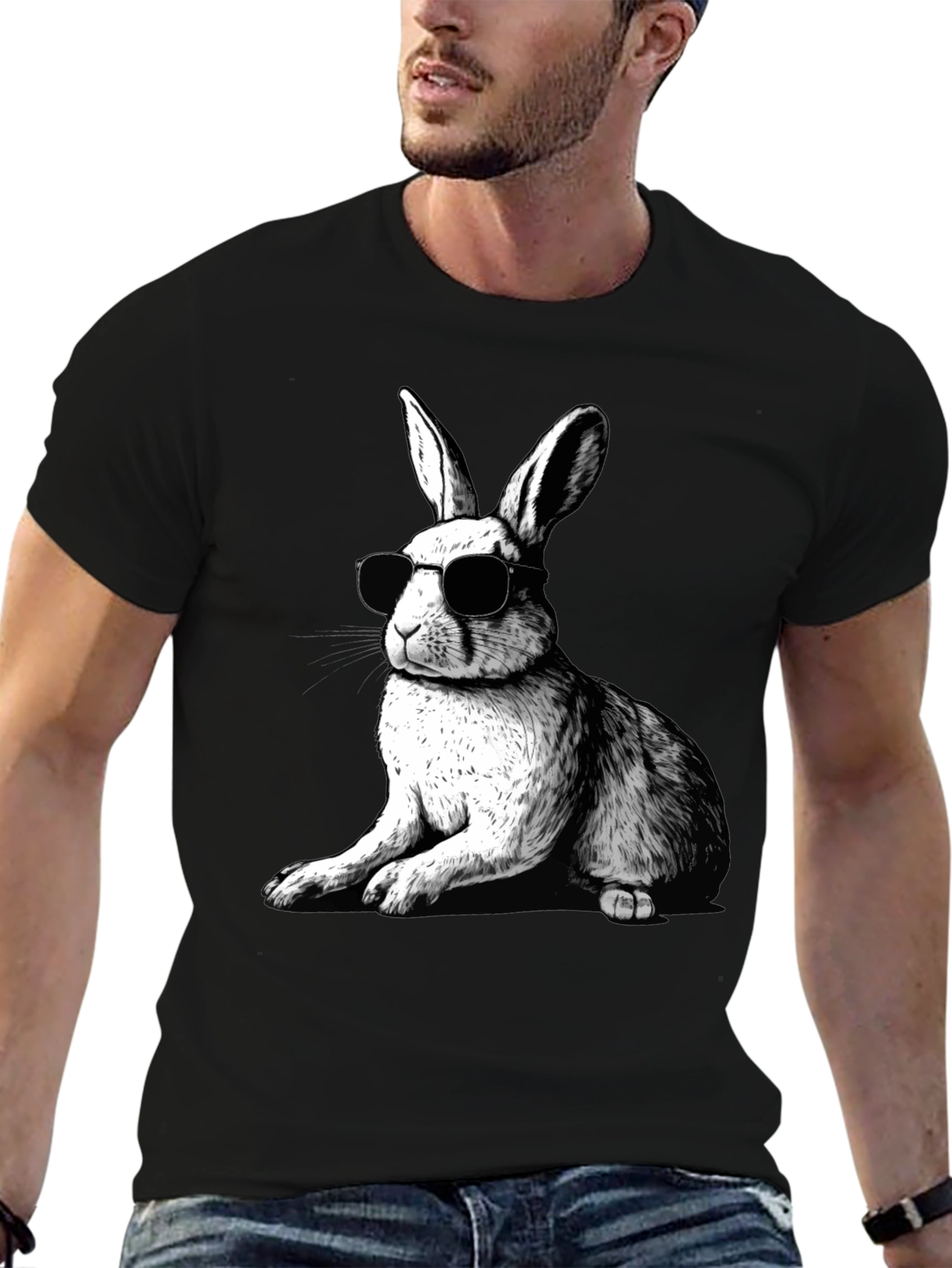 Cool Rabbit Graphic Tee - Unisex Black T-Shirt