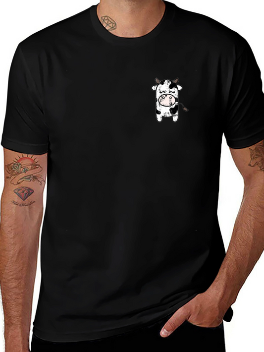 Black T-Shirt with Cute Cow Graphic