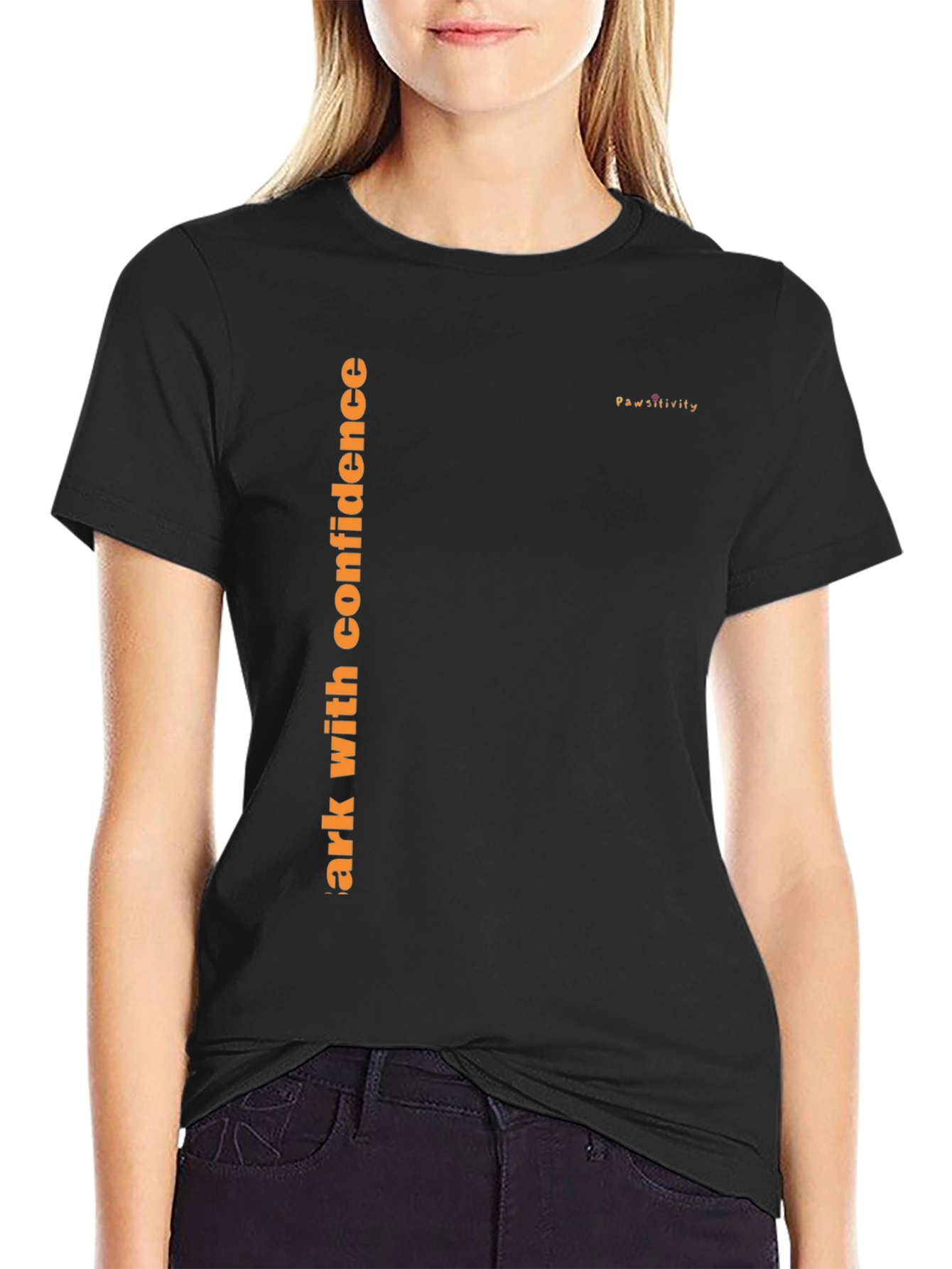 Mens Black T-Shirt - Walk with Confidence Pawsitivity