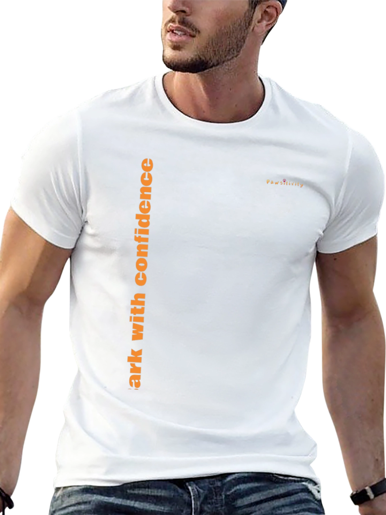 Mens Black T-Shirt - Walk with Confidence Pawsitivity