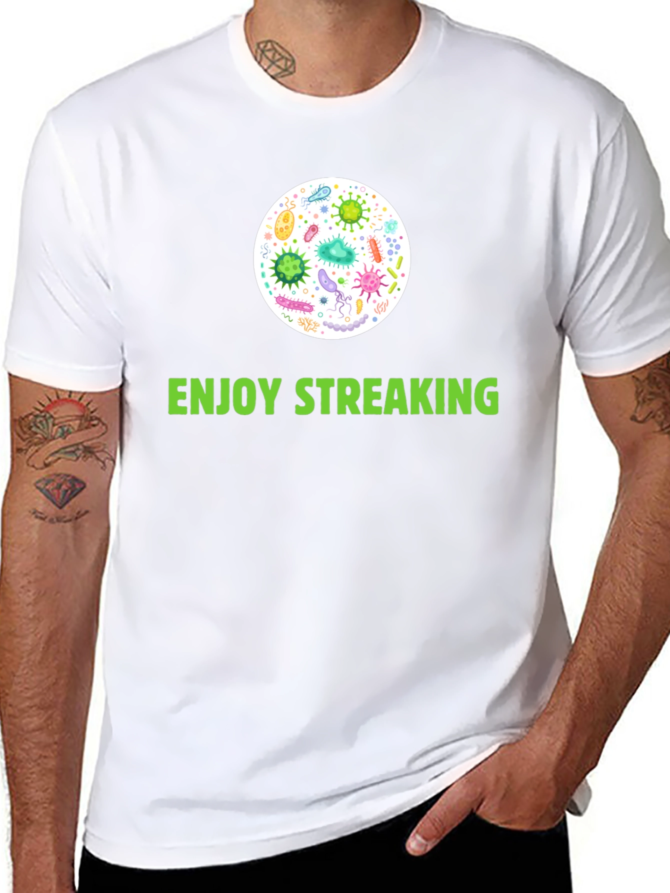 Enjoy Streaking T-Shirt - Novelty Germ Design!