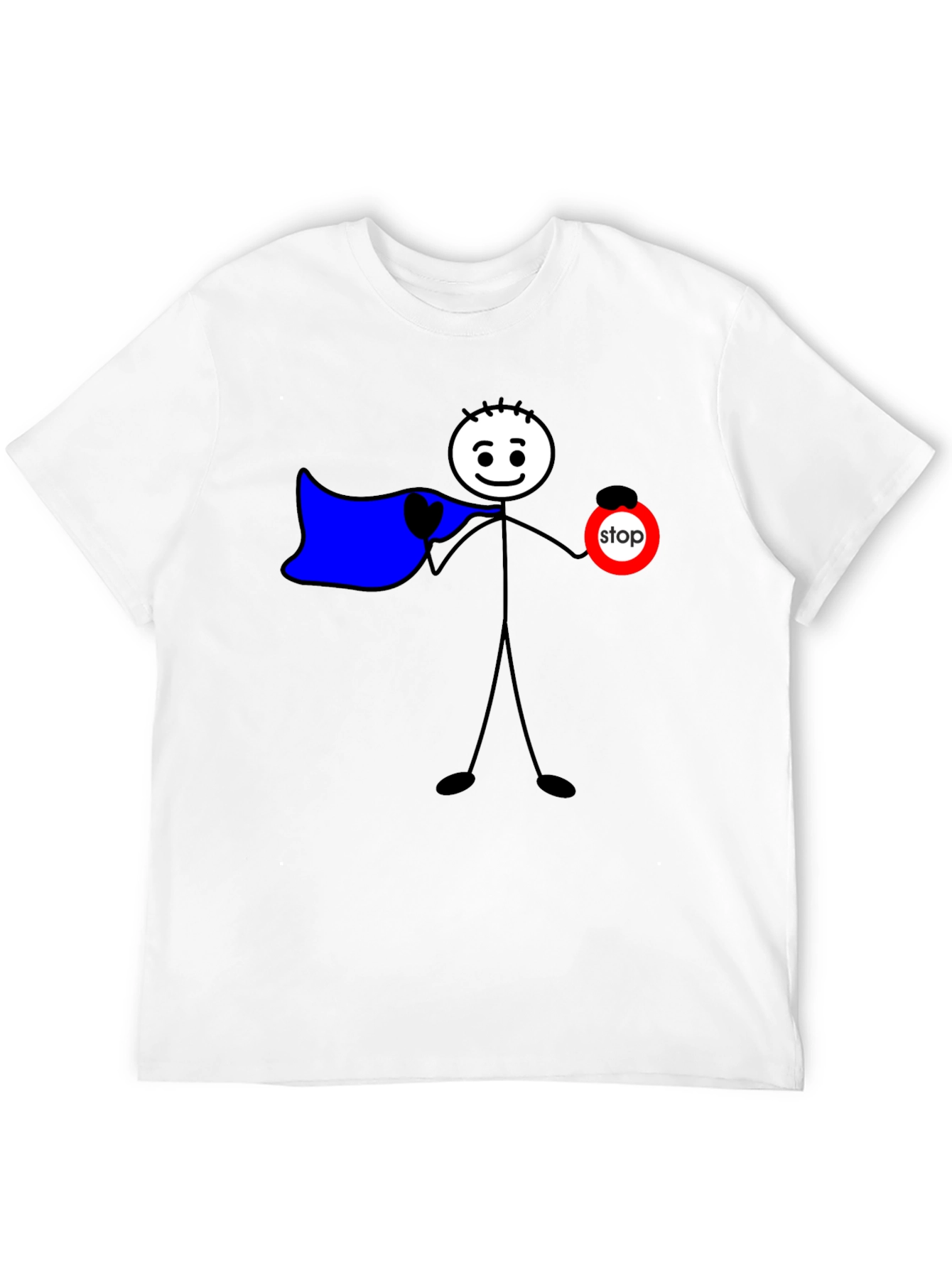 Funny Stick Figure Superhero T-Shirt - Stop Sign