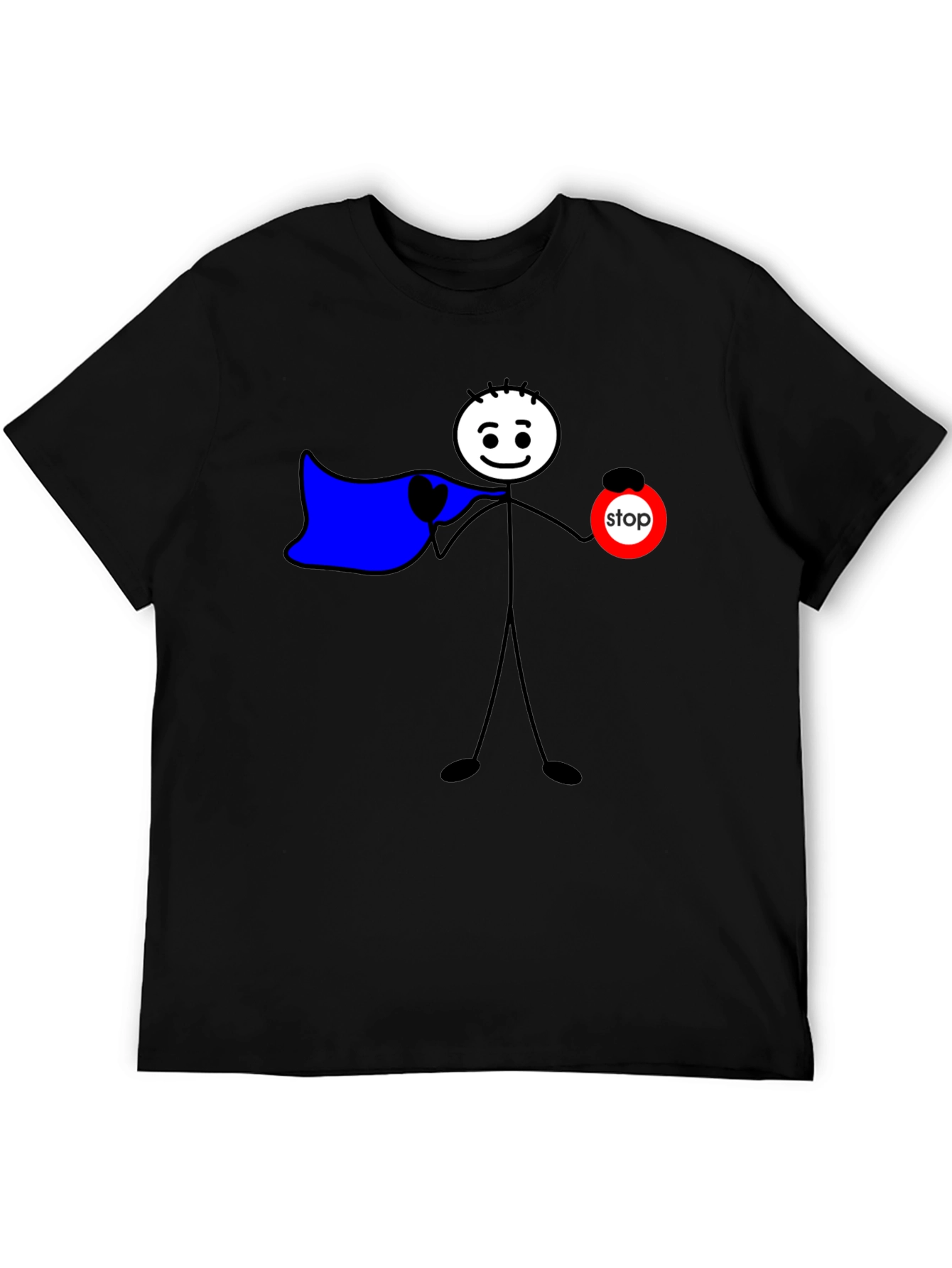 Funny Stick Figure Superhero T-Shirt - Stop Sign