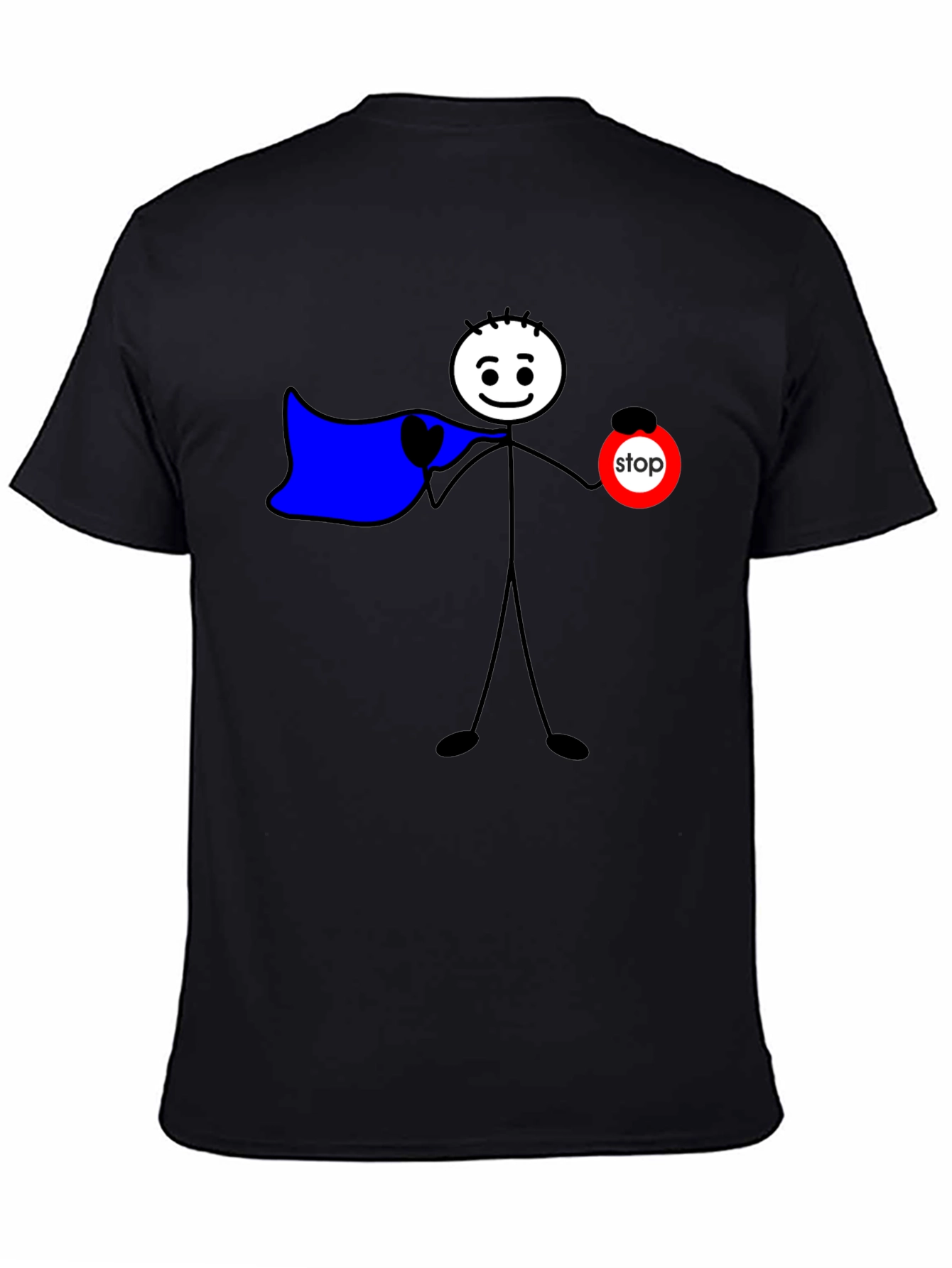 Funny Stick Figure Superhero T-Shirt - Stop Sign