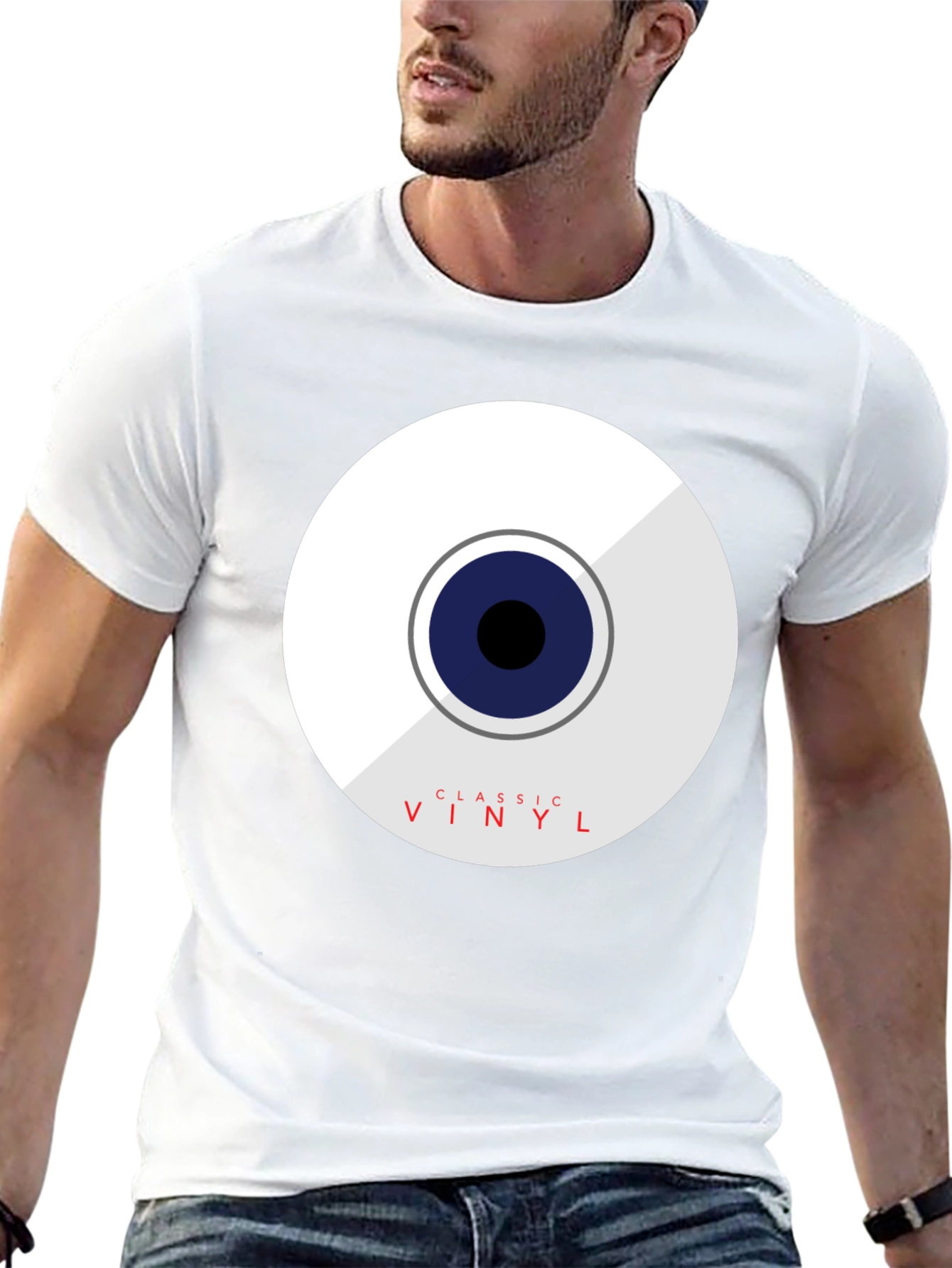 Classic Vinyl Graphic Tee - Black Cotton Blend