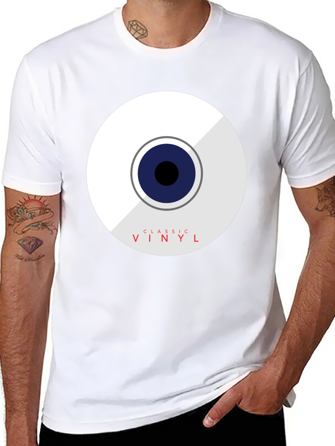 Classic Vinyl Graphic Tee - Black Cotton Blend