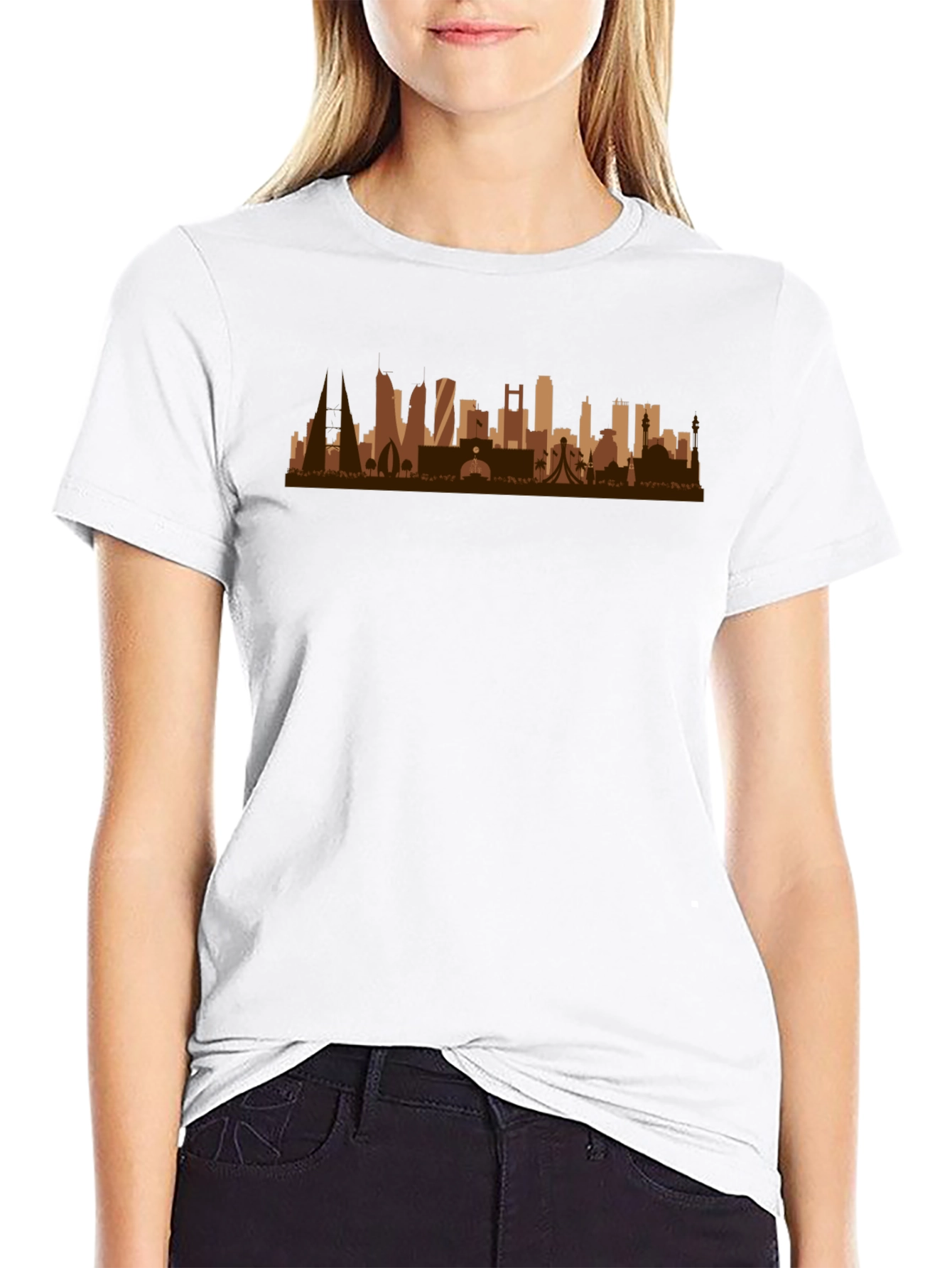 Cityscape Graphic Tee - Black Cotton Casual Shirt