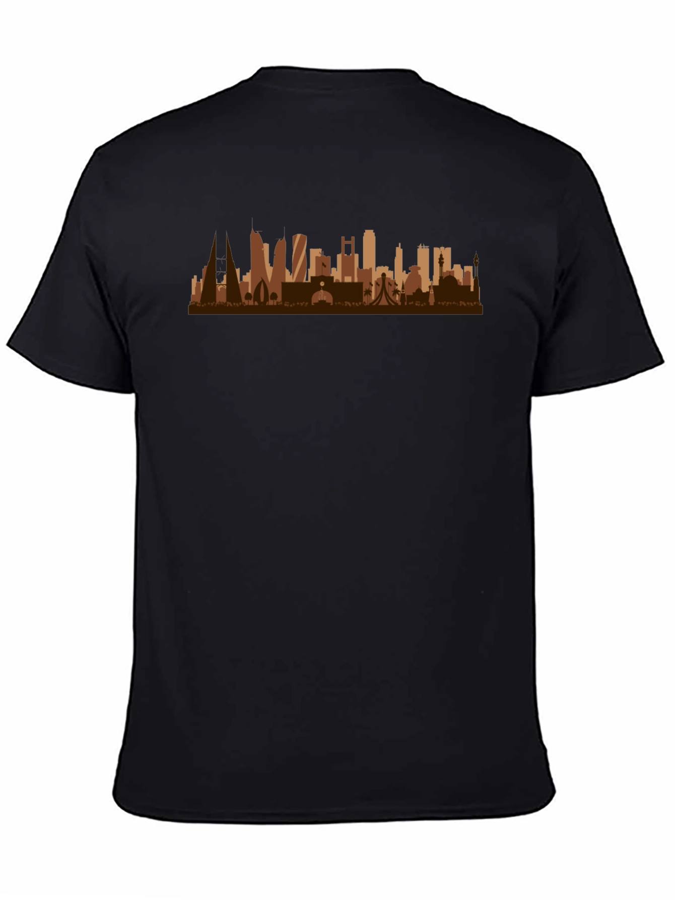 Cityscape Graphic Tee - Black Cotton Casual Shirt