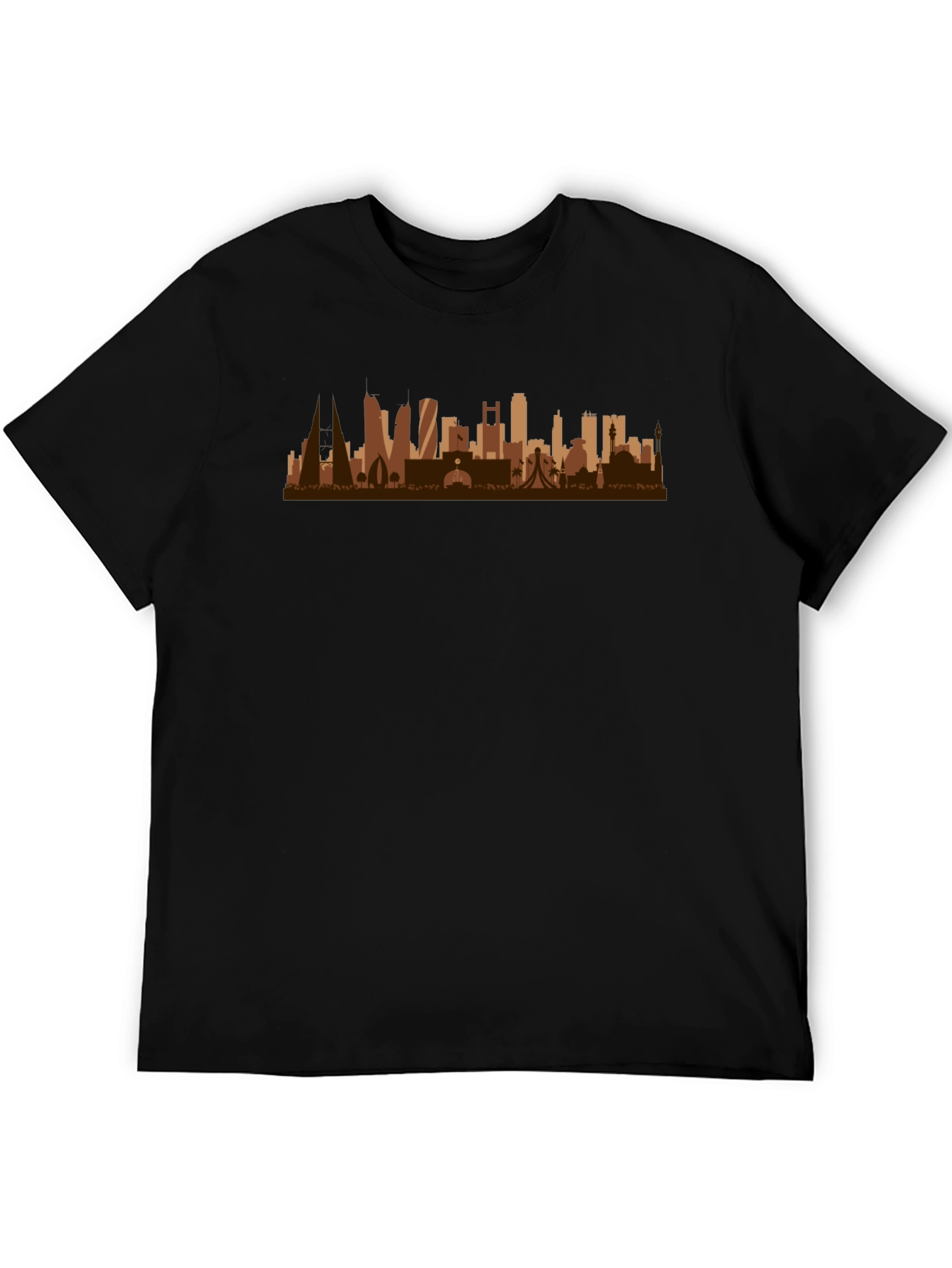 Cityscape Graphic Tee - Black Cotton Casual Shirt