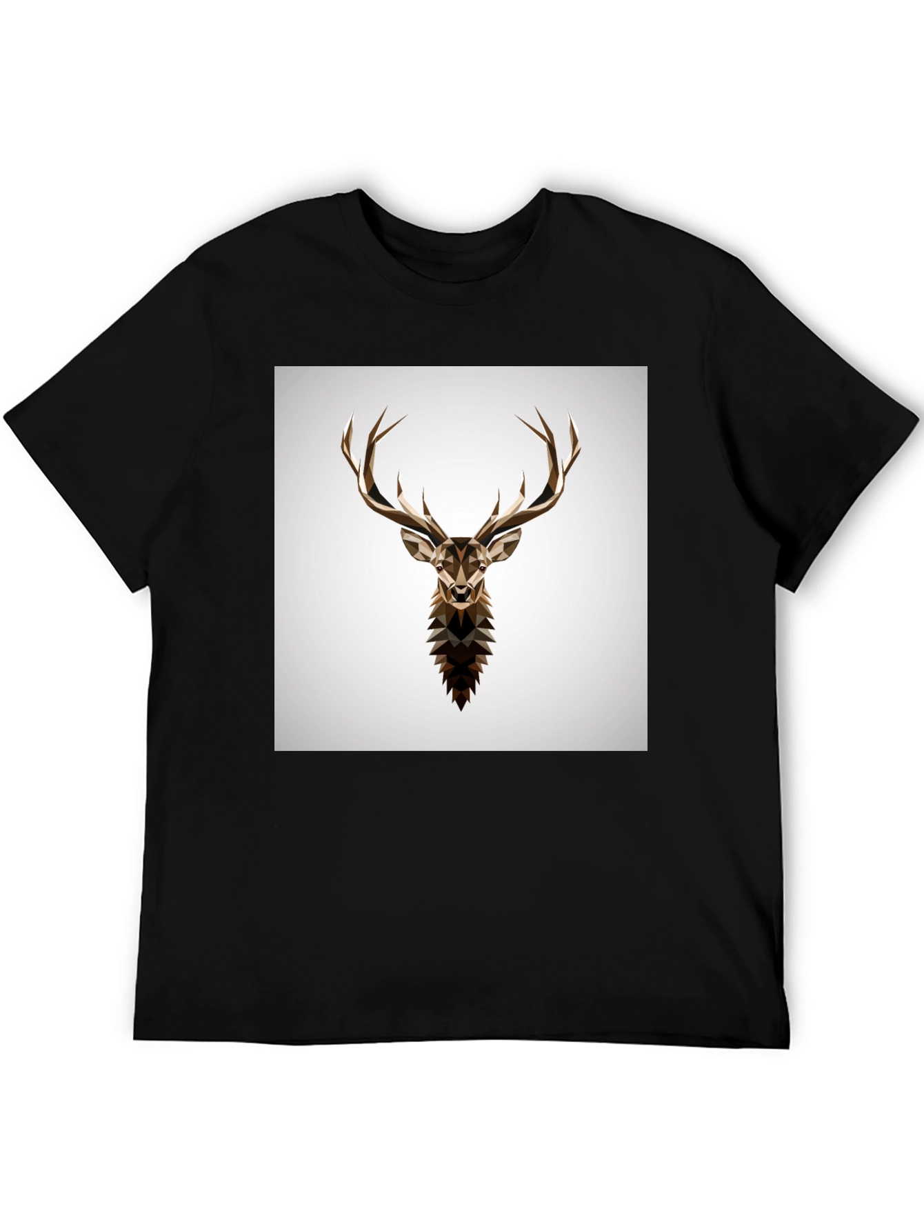 Geometric Deer Graphic Tee - Stylish Mens Black T-Shirt