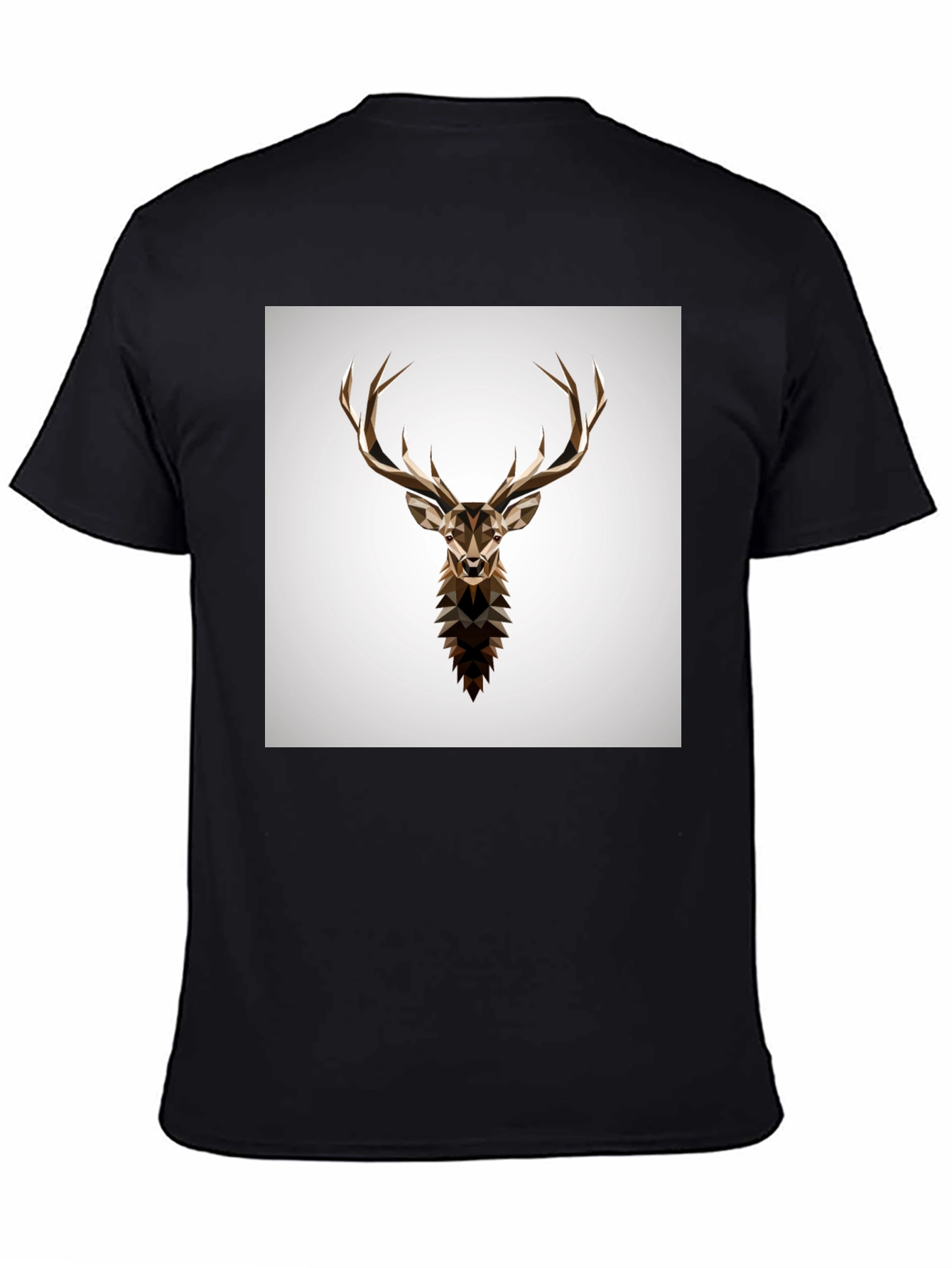 Geometric Deer Graphic Tee - Stylish Mens Black T-Shirt