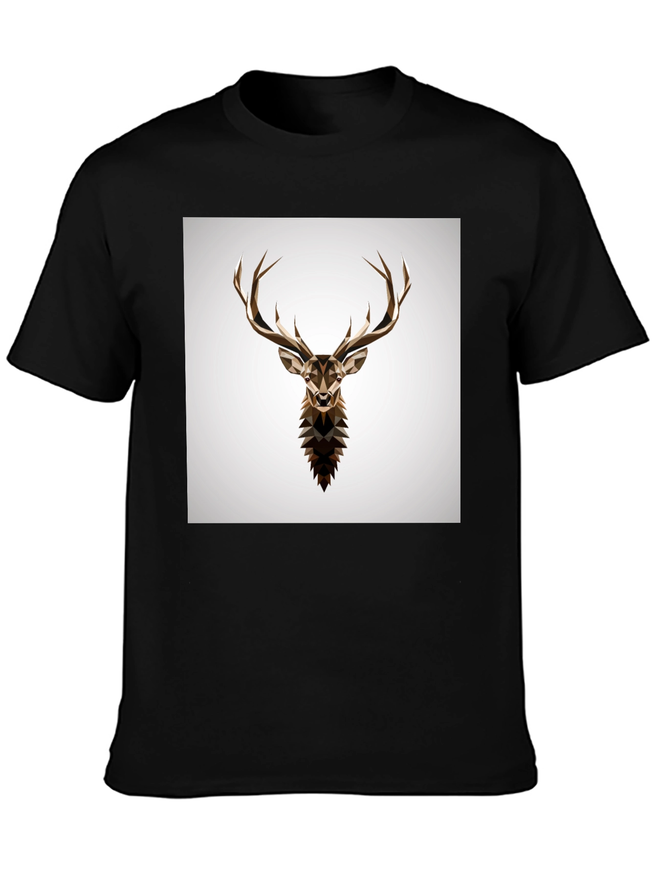 Geometric Deer Graphic Tee - Stylish Mens Black T-Shirt