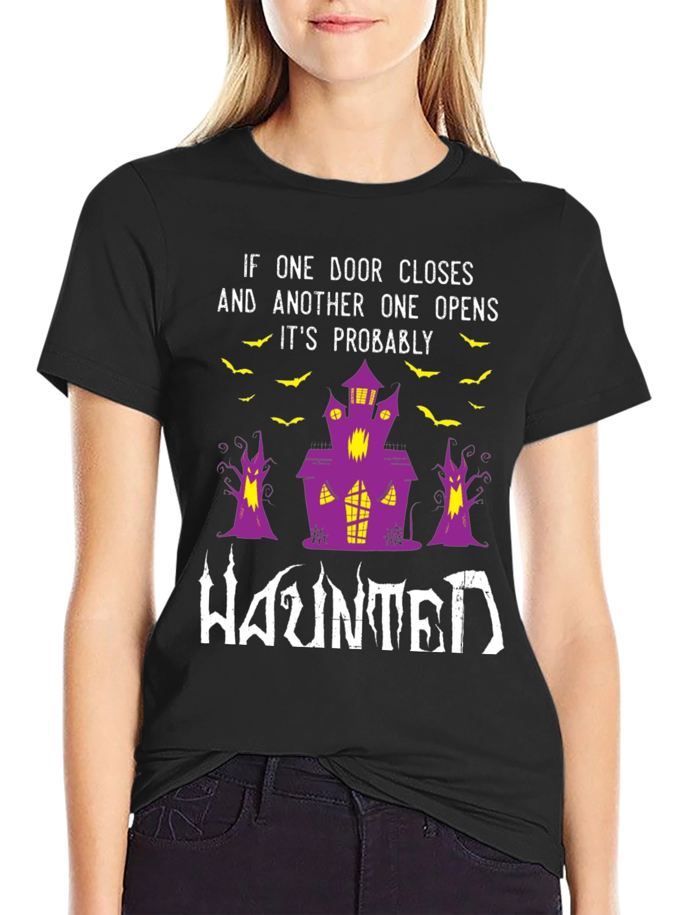 Haunted House Graphic Tee Halloween Shirt