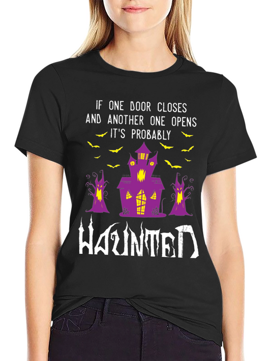 Haunted House Graphic Tee Halloween Shirt