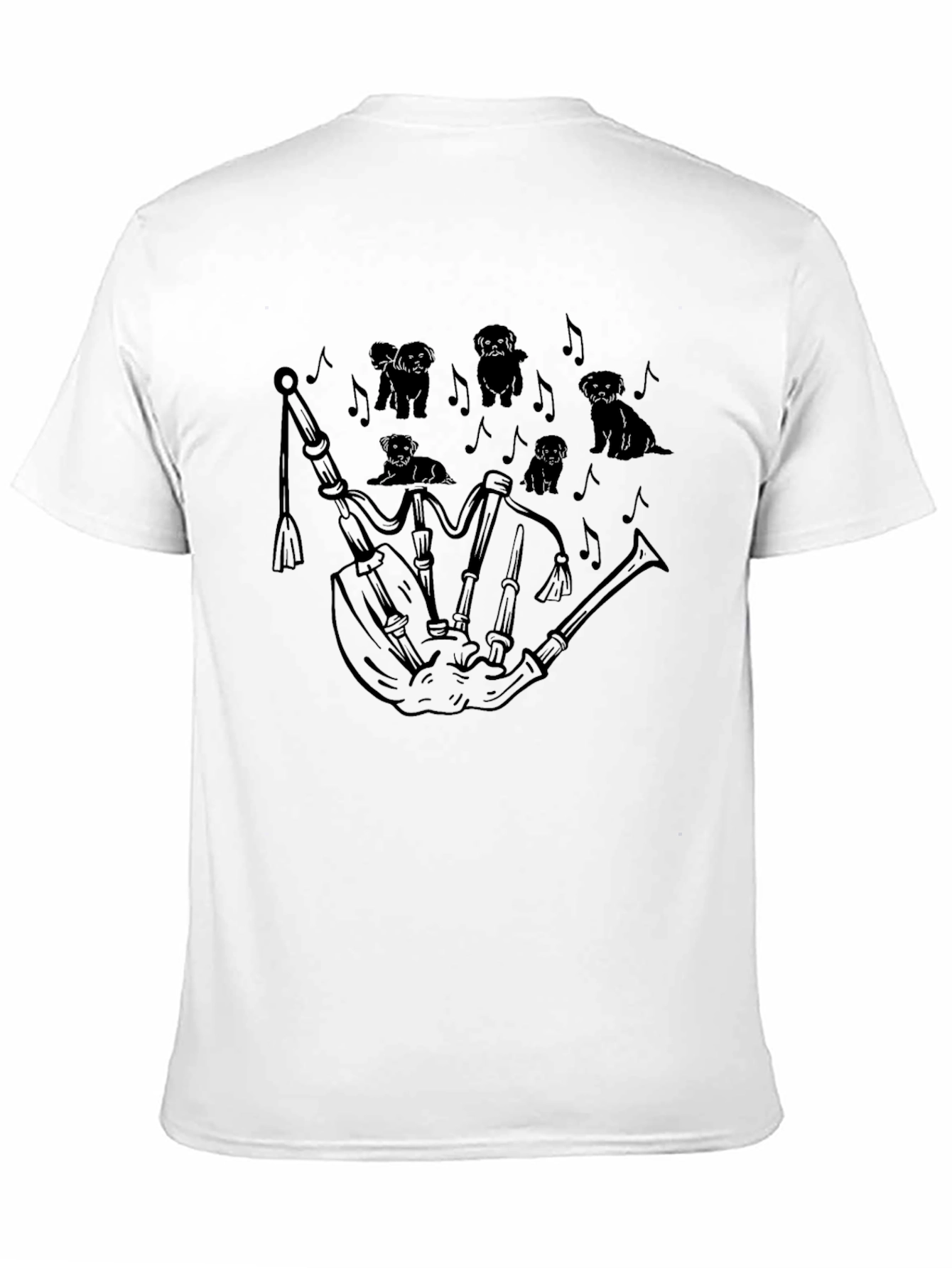 Bagpipes & Dogs Black Graphic T-Shirt