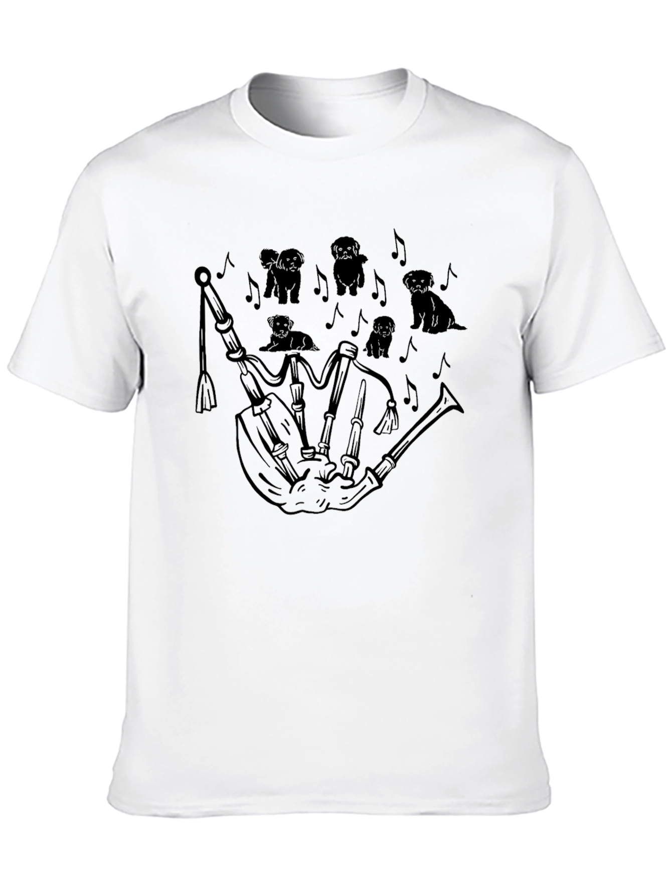 Bagpipes & Dogs Black Graphic T-Shirt
