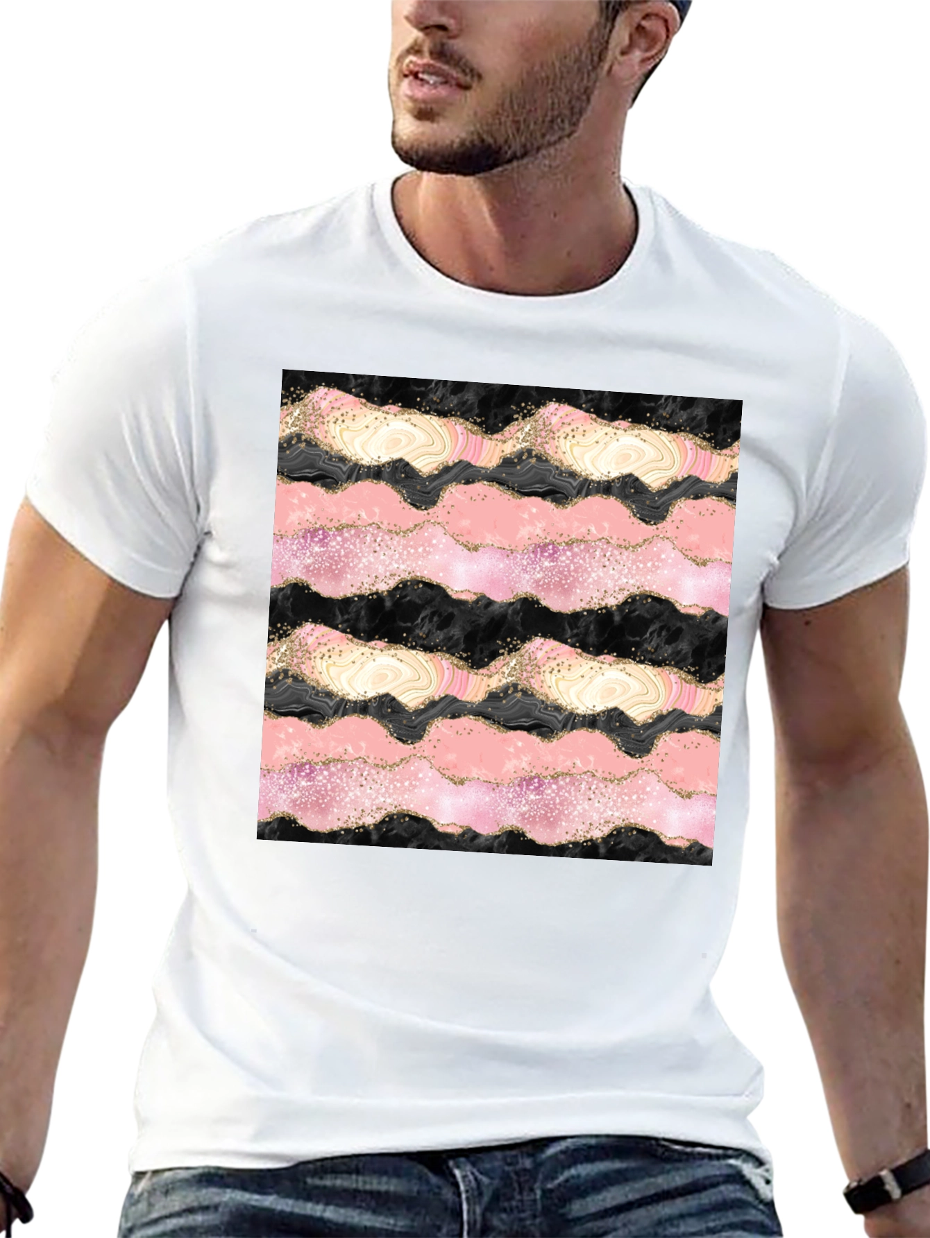 Abstract Wave Pattern Graphic Tee