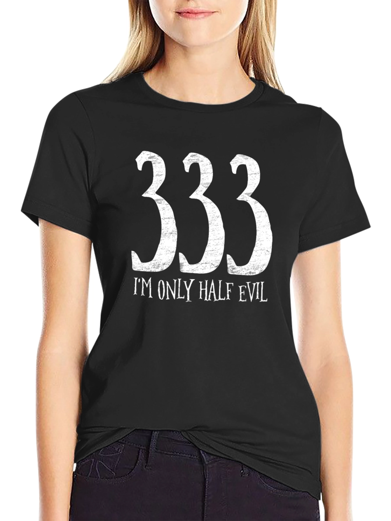 333 Im Only Half Evil Graphic Tee