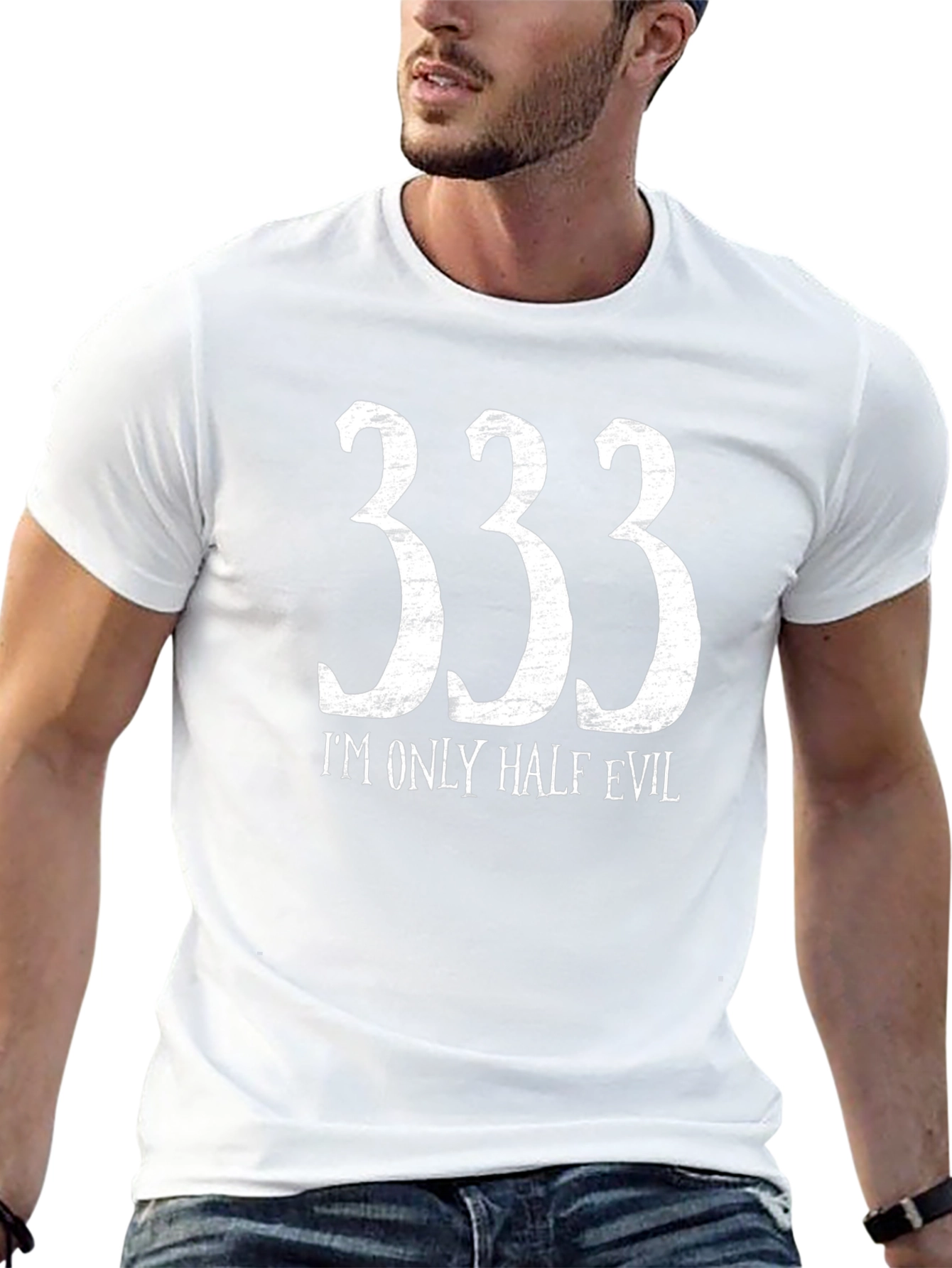 333 Im Only Half Evil Graphic Tee