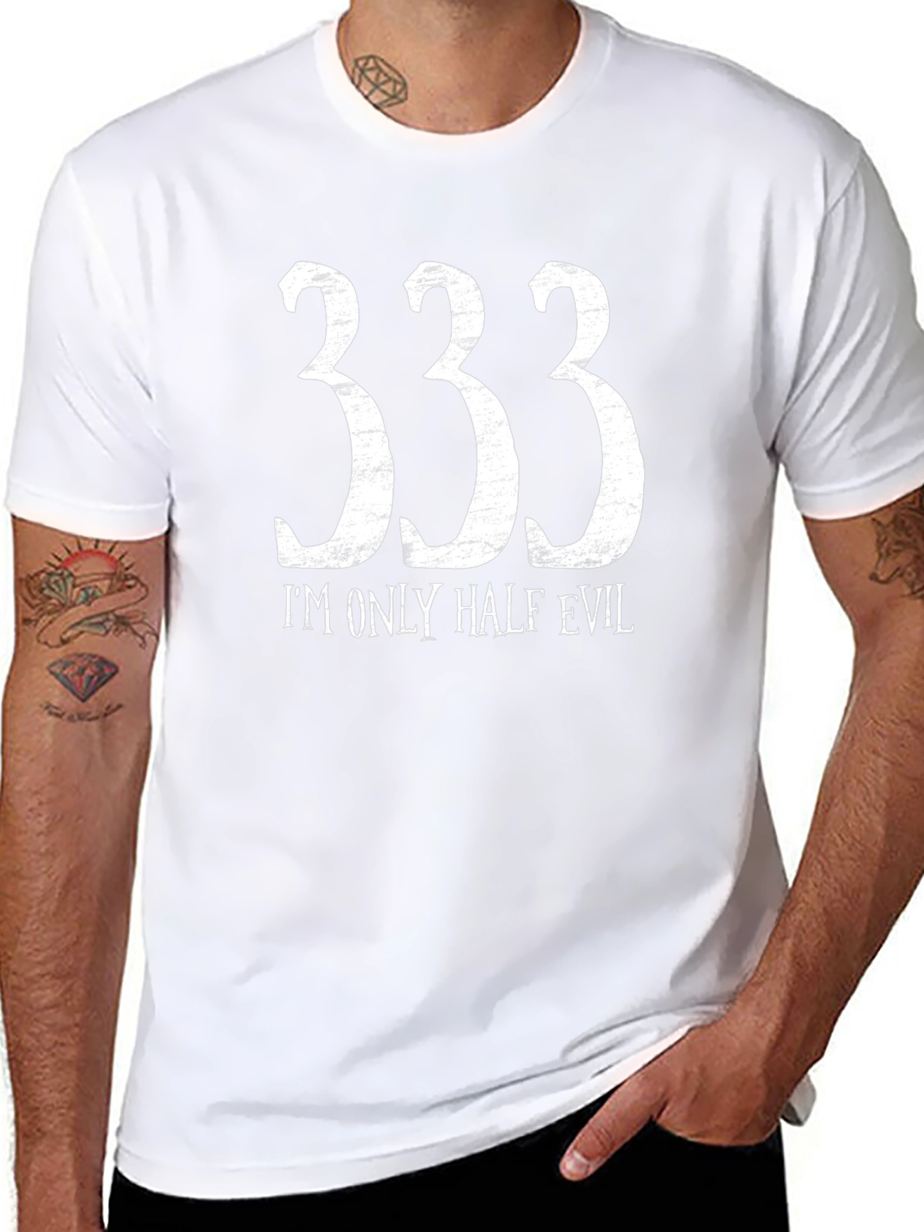 333 Im Only Half Evil Graphic Tee