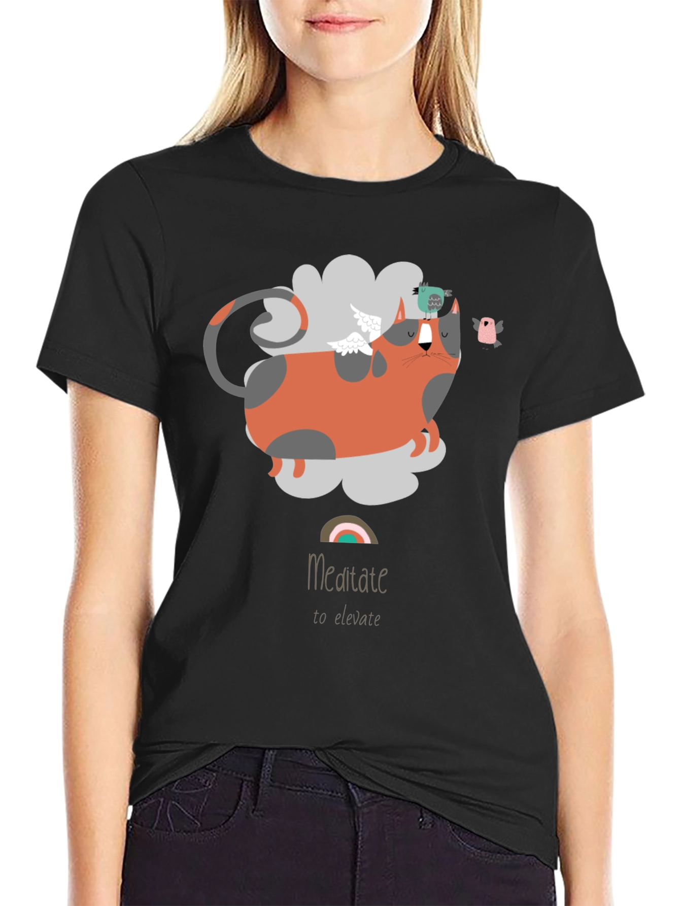 Meditate To Elevate Cat T-Shirt