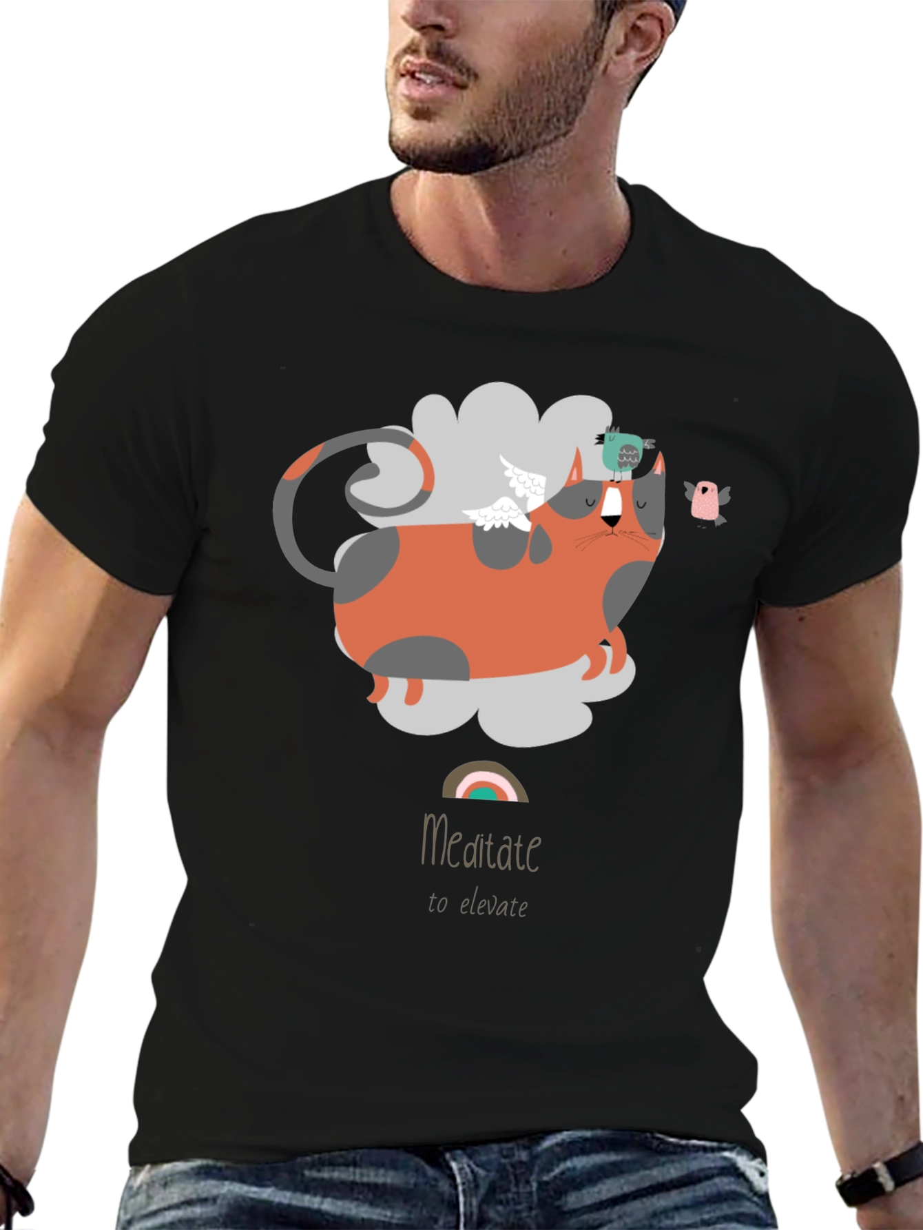 Meditate To Elevate Cat T-Shirt