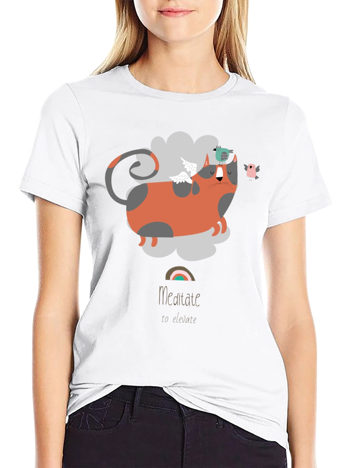 Meditate To Elevate Cat T-Shirt