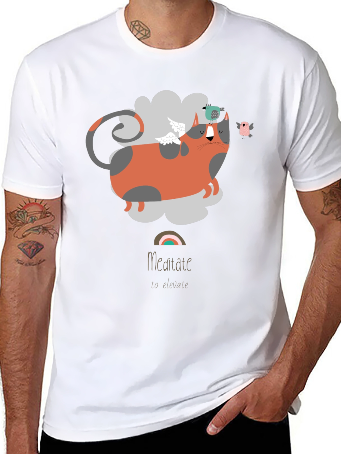 Meditate To Elevate Cat T-Shirt