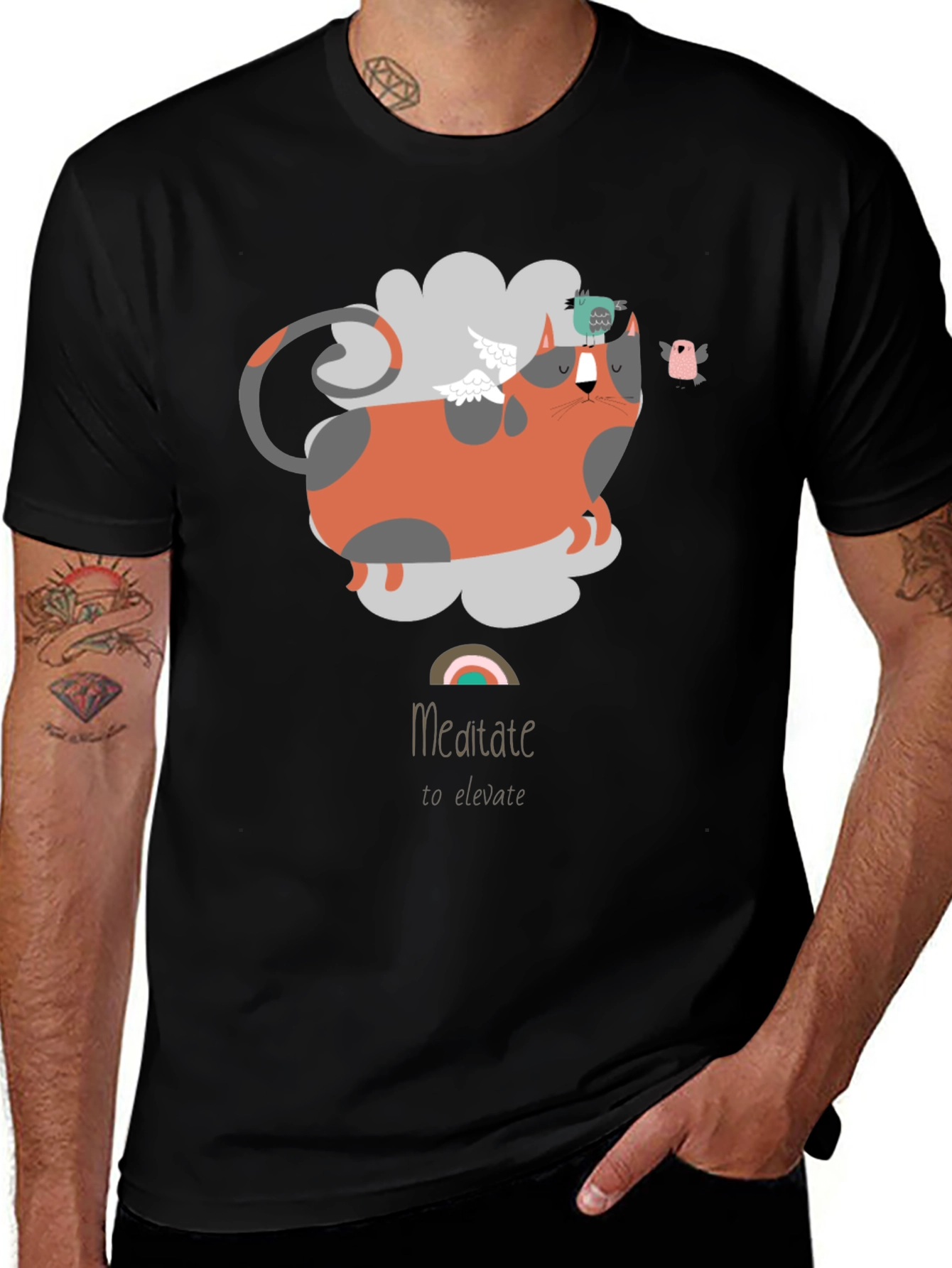 Meditate To Elevate Cat T-Shirt