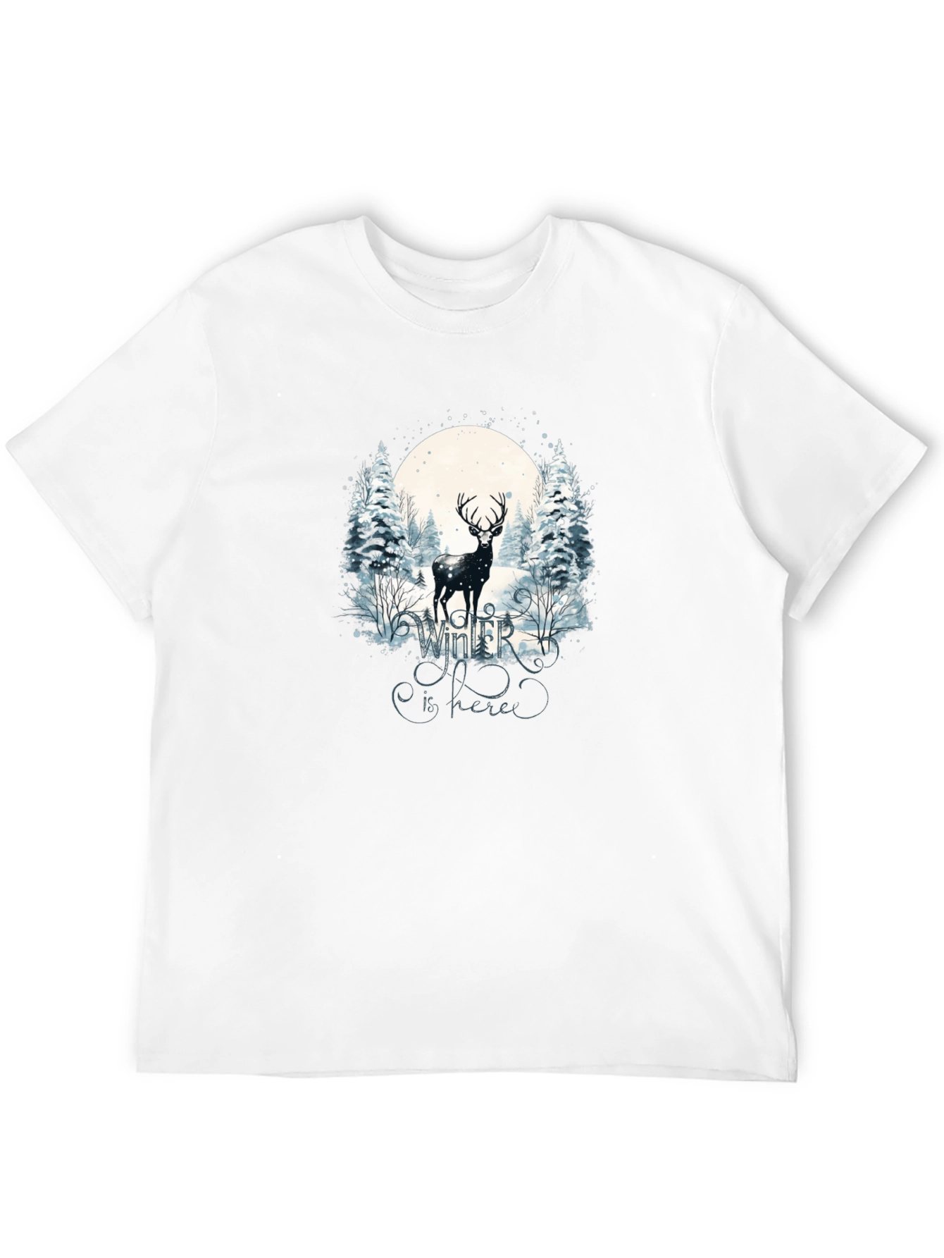 Winter Deer Graphic Tee - Black