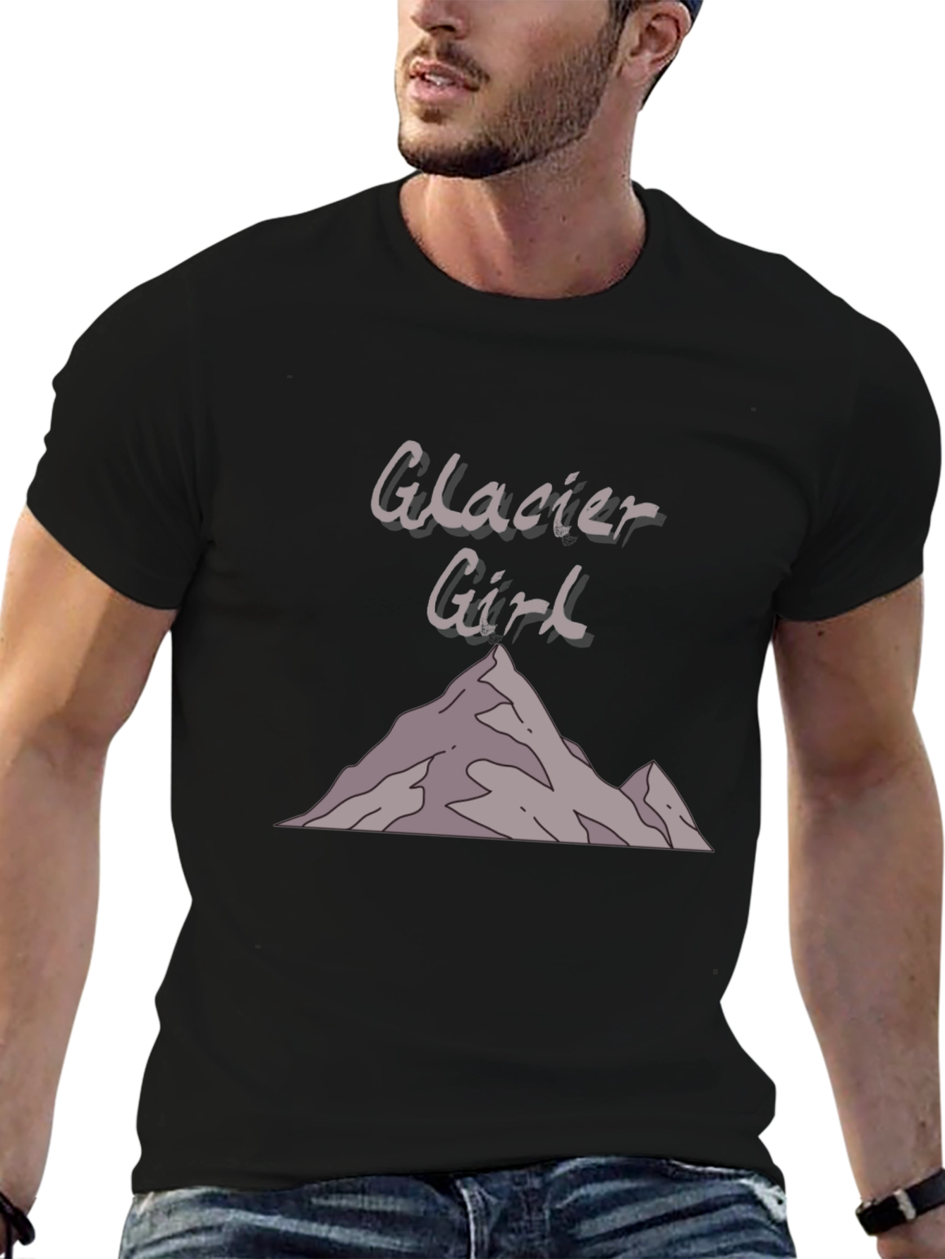 Glacier Girl Graphic T-Shirt - Black Cotton Tee