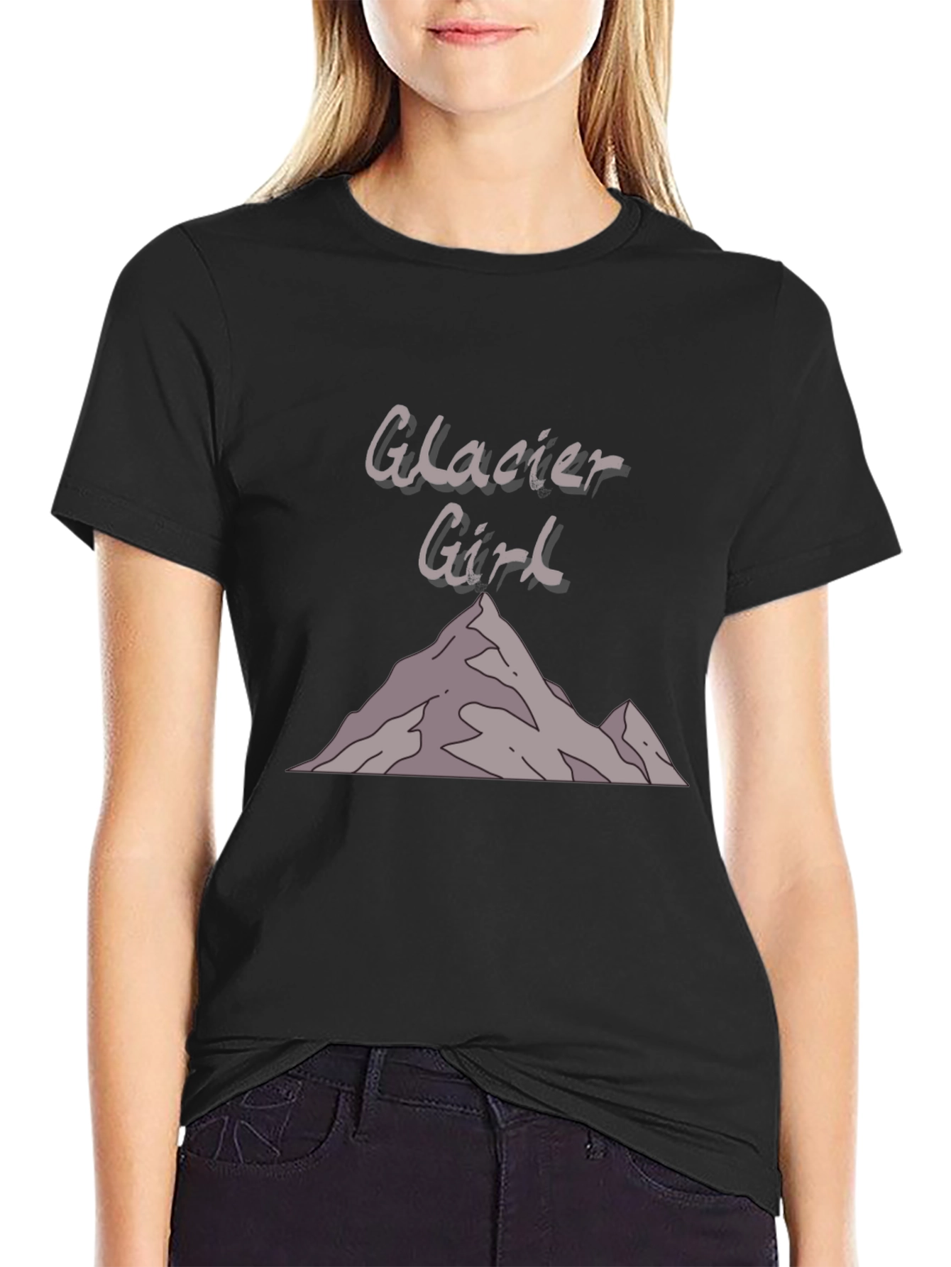 Glacier Girl Graphic T-Shirt - Black Cotton Tee