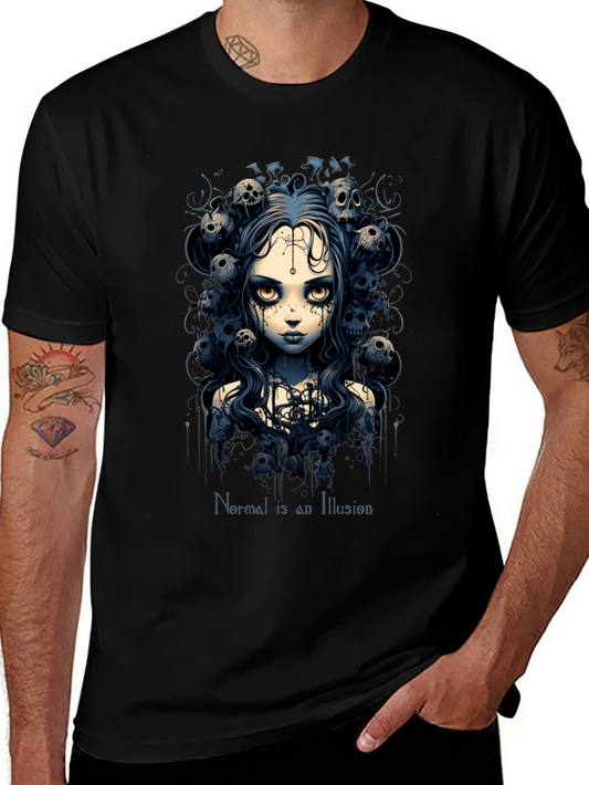 Gothic Skull Girl T-Shirt - Normal is an Illusion