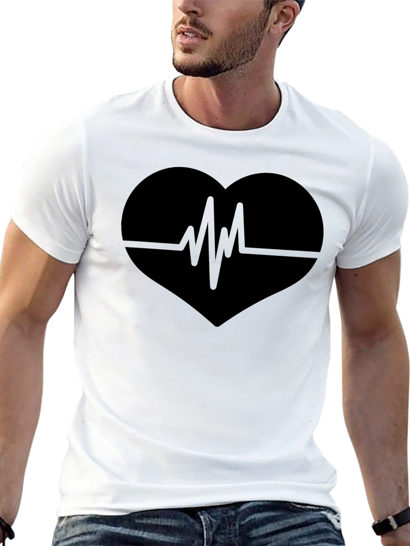 Heartbeat Heart T-Shirt - Black