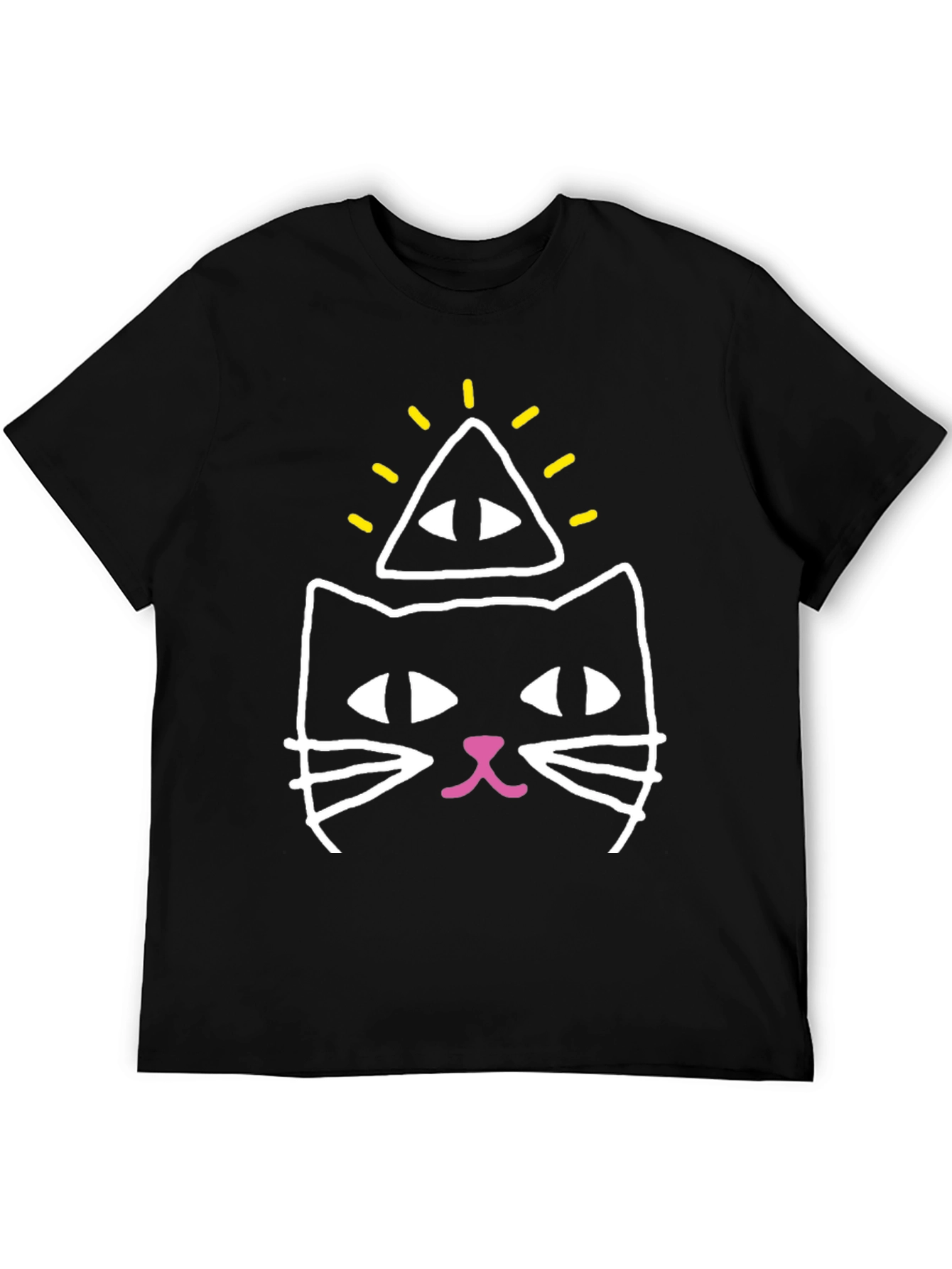 Illuminati Cat Graphic Tee - Black Cotton Blend