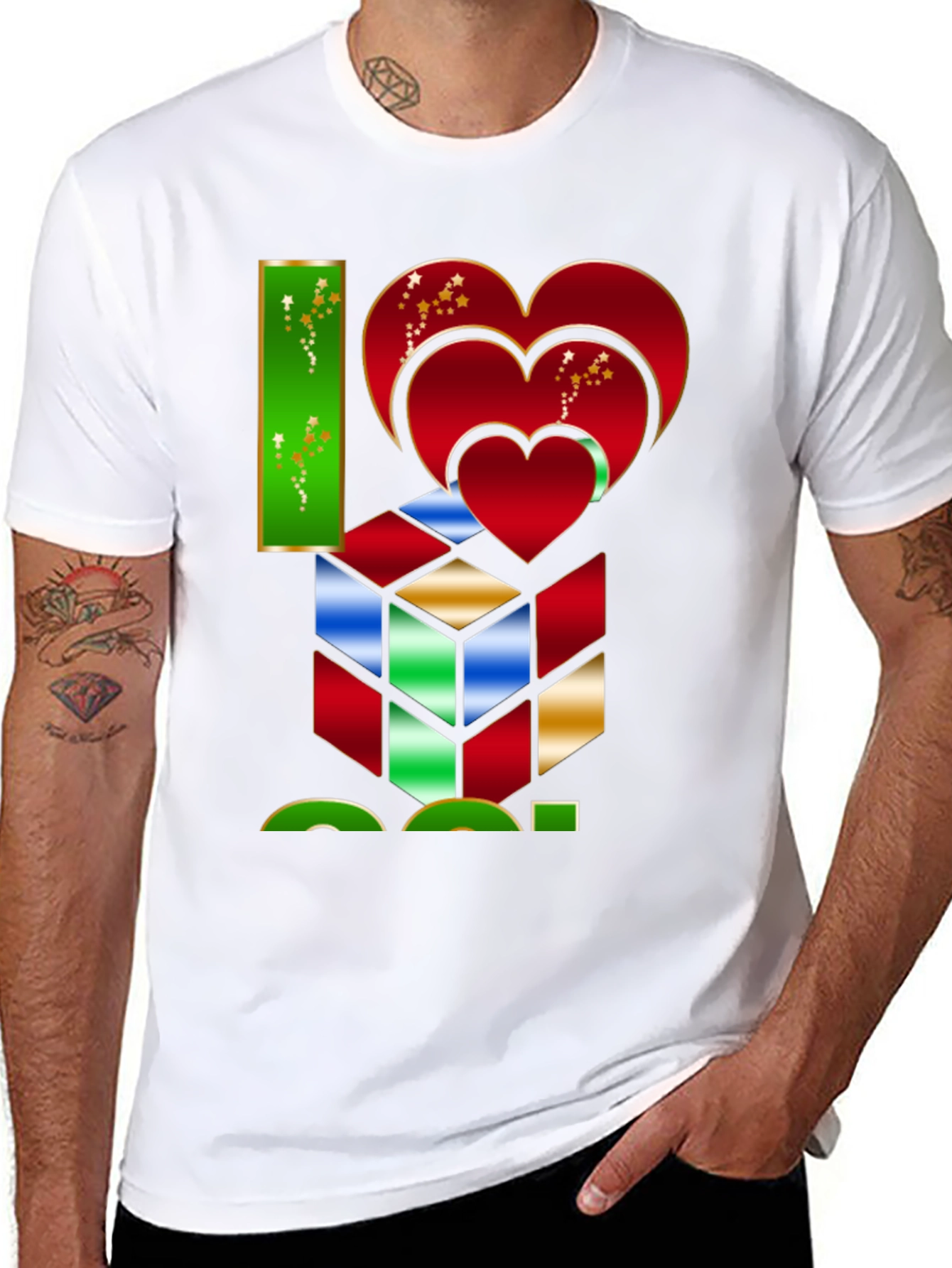 I Heart Cube Graphic Tee - Puzzle Lovers Shirt