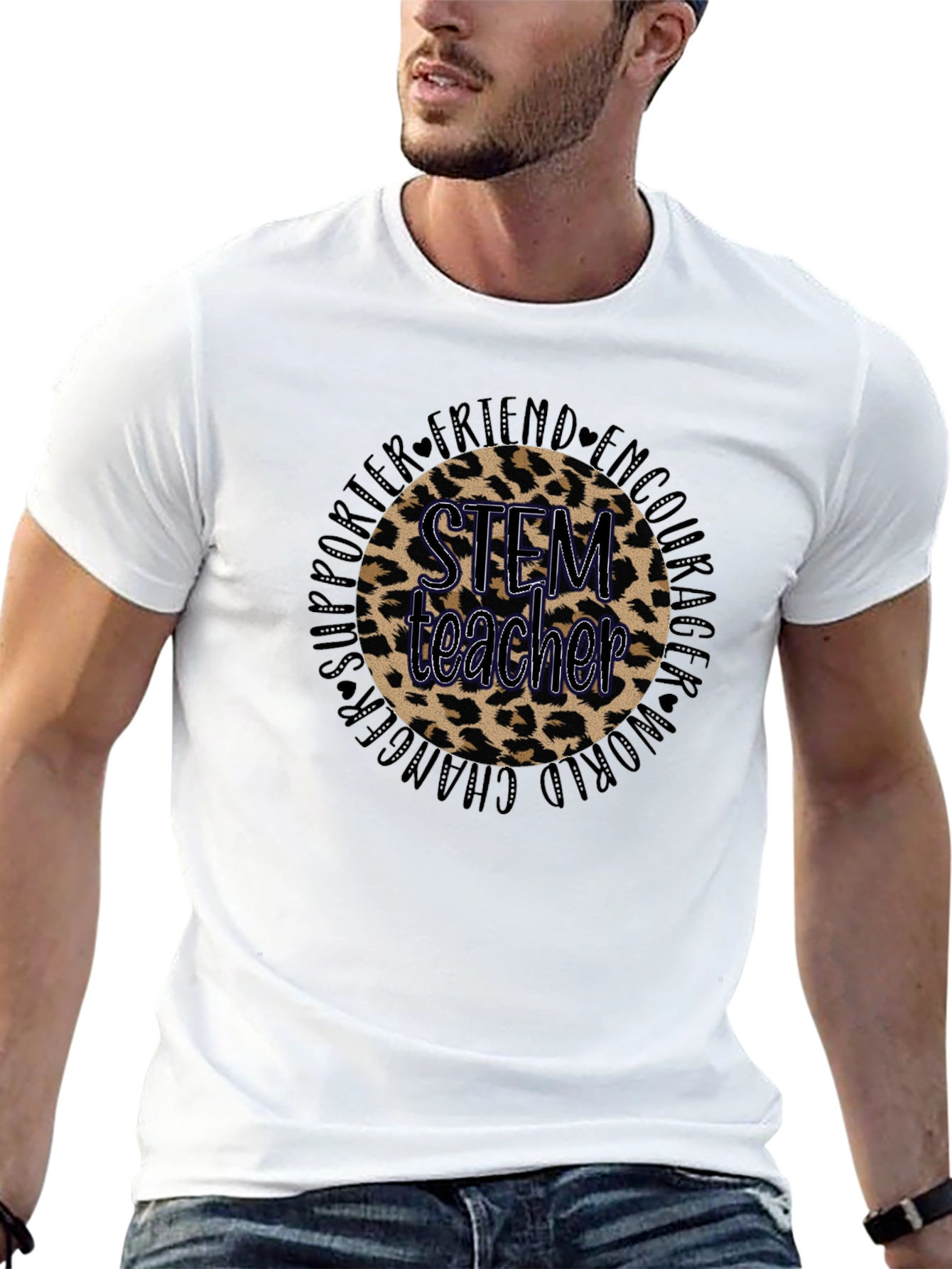 STEM Teacher Leopard Print Graphic Tee