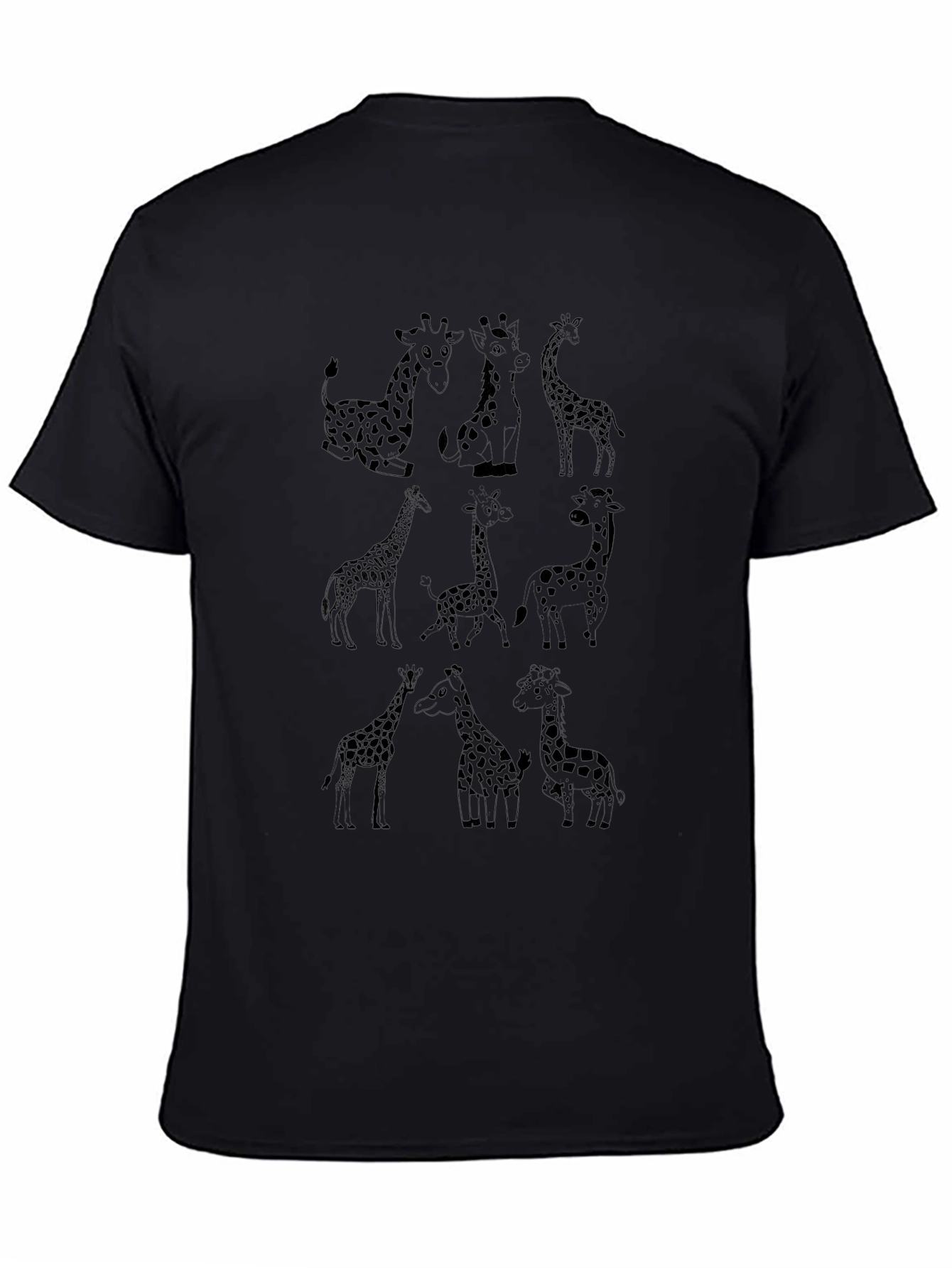 Giraffe Print Black T-Shirt