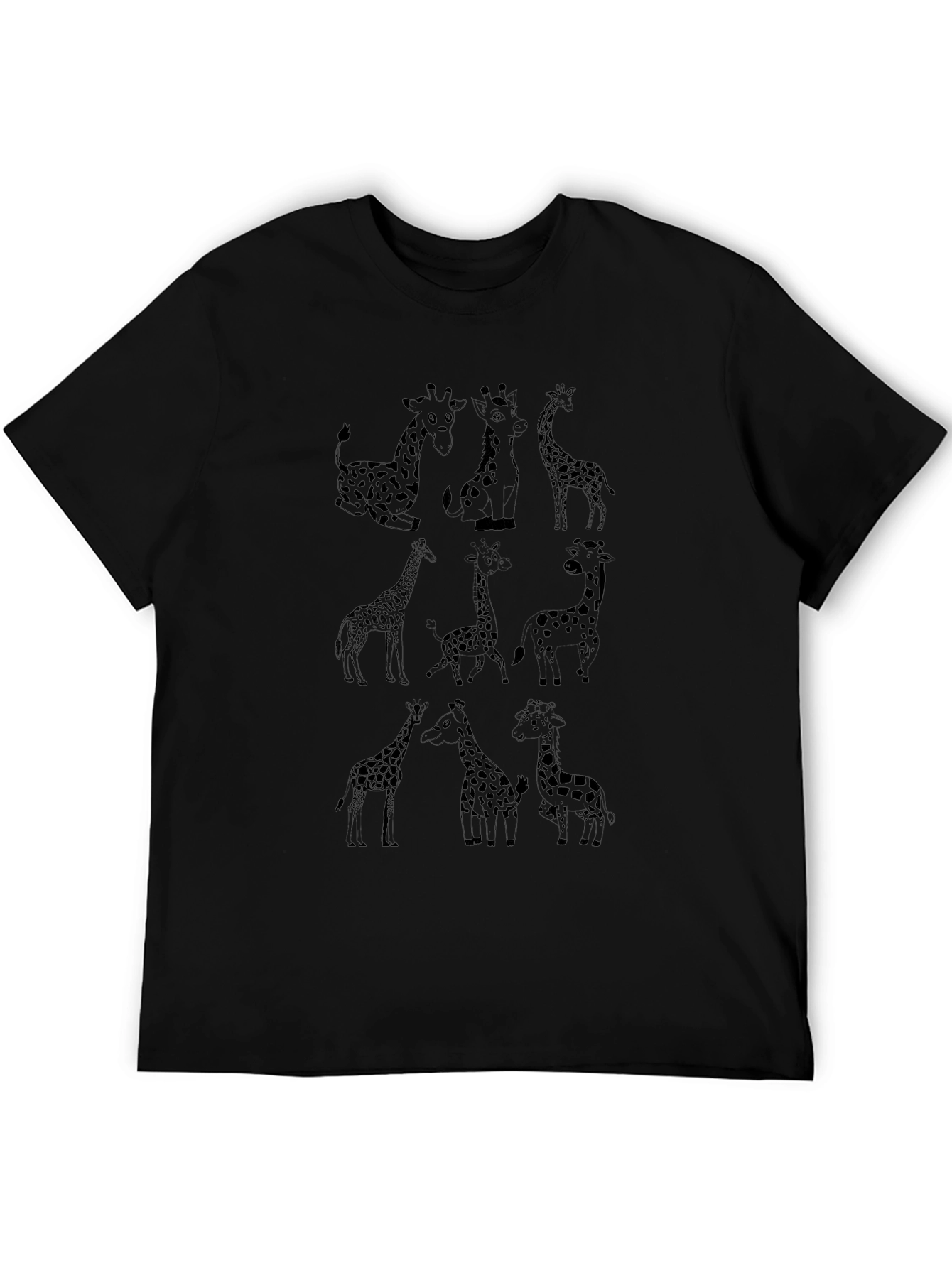 Giraffe Print Black T-Shirt