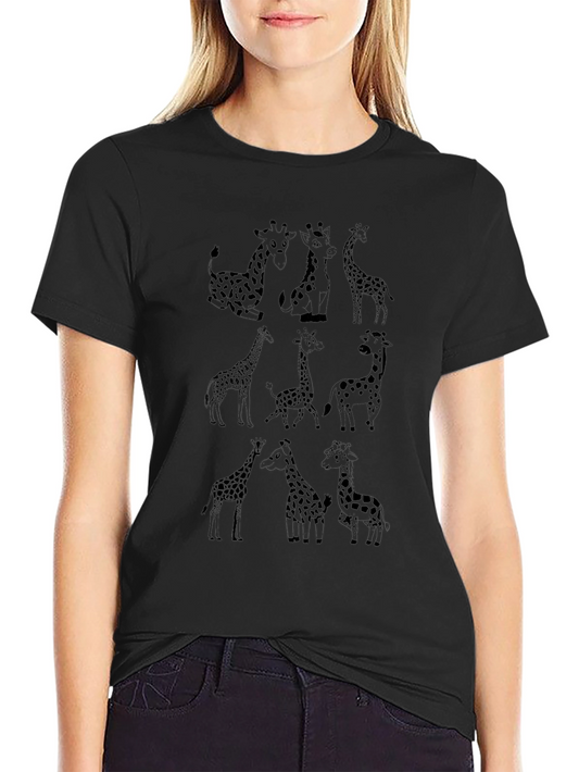 Giraffe Print Black T-Shirt