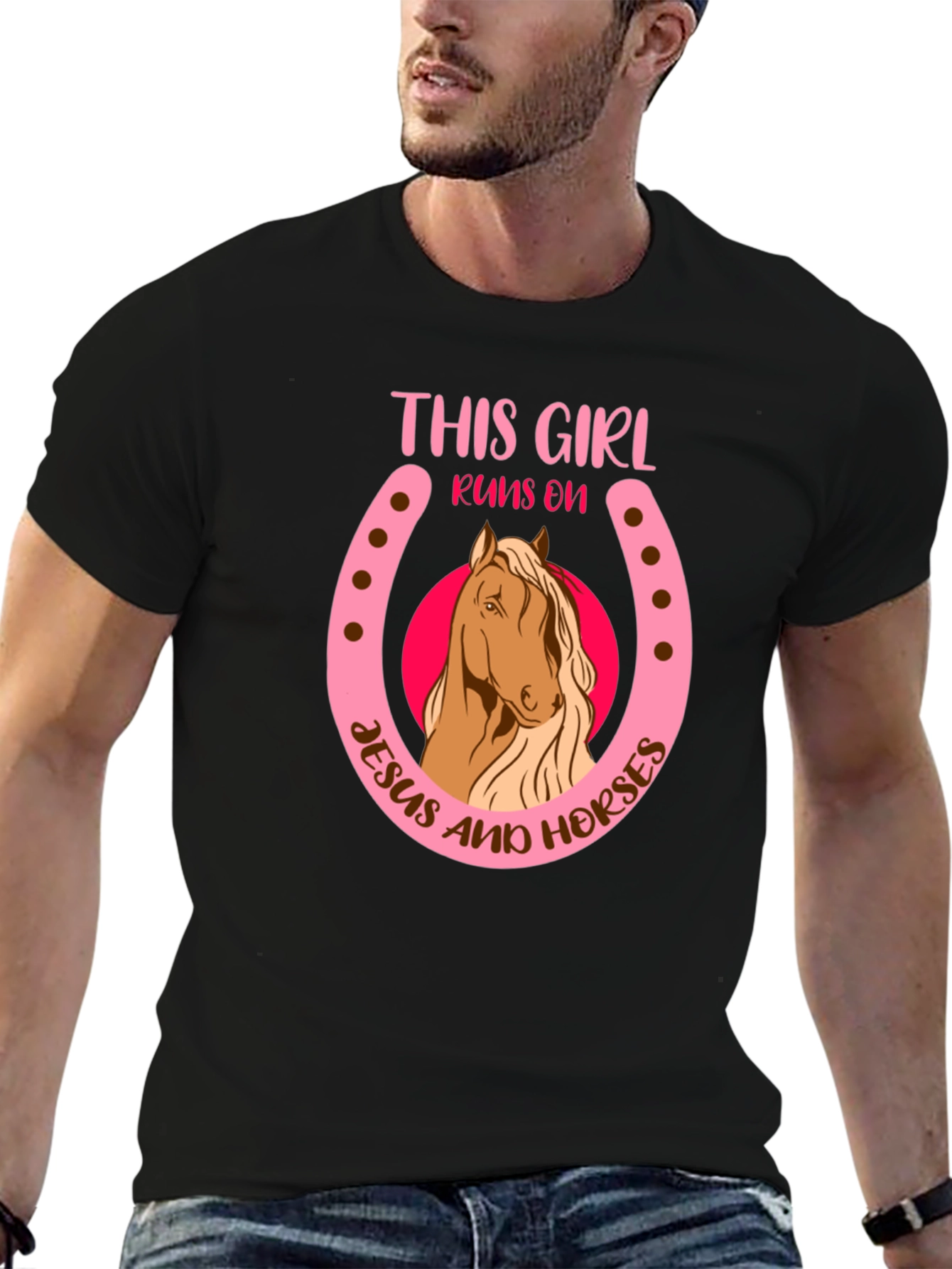 This Girl Runs on Jesus and Horses T-Shirt