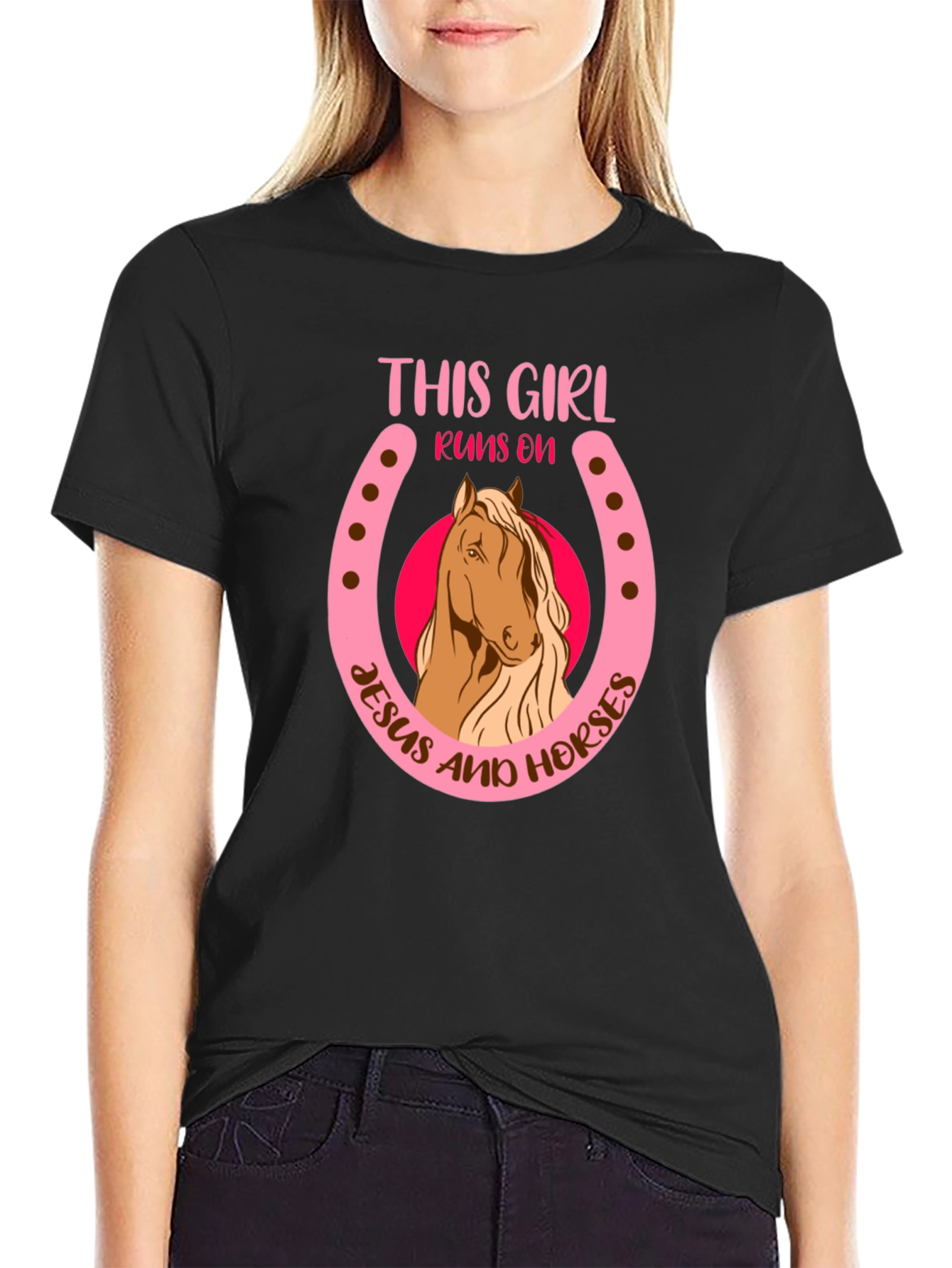 This Girl Runs on Jesus and Horses T-Shirt