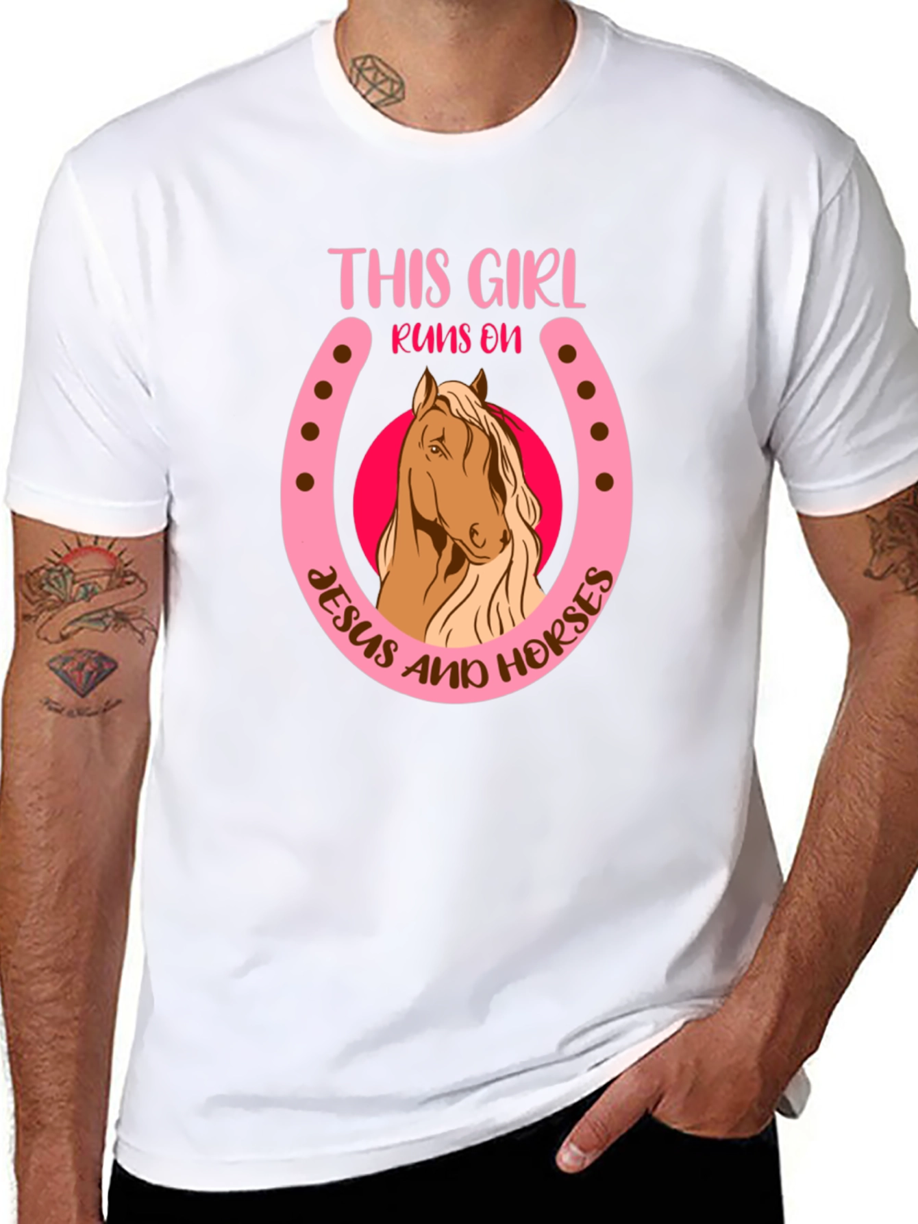 This Girl Runs on Jesus and Horses T-Shirt