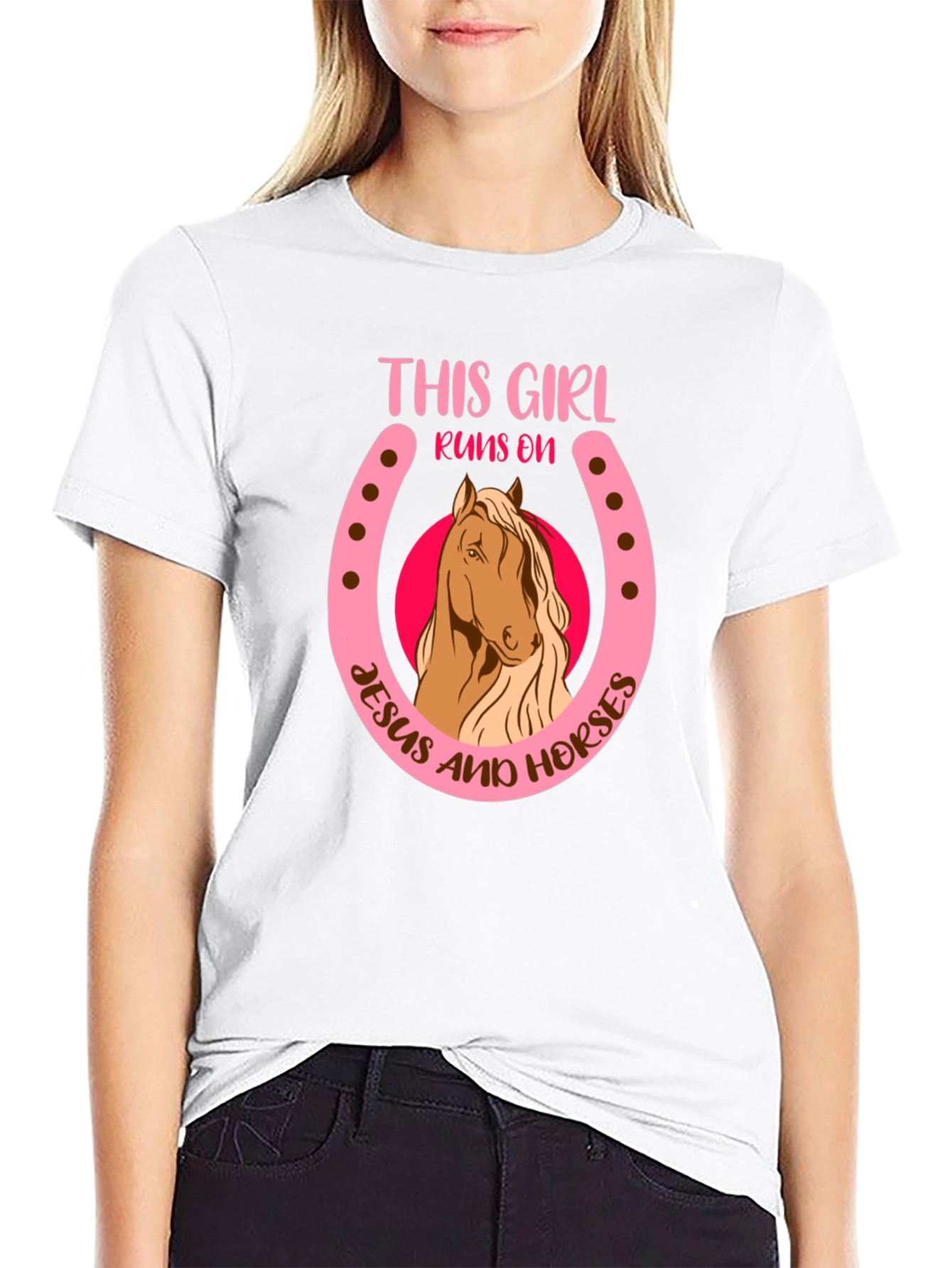 This Girl Runs on Jesus and Horses T-Shirt