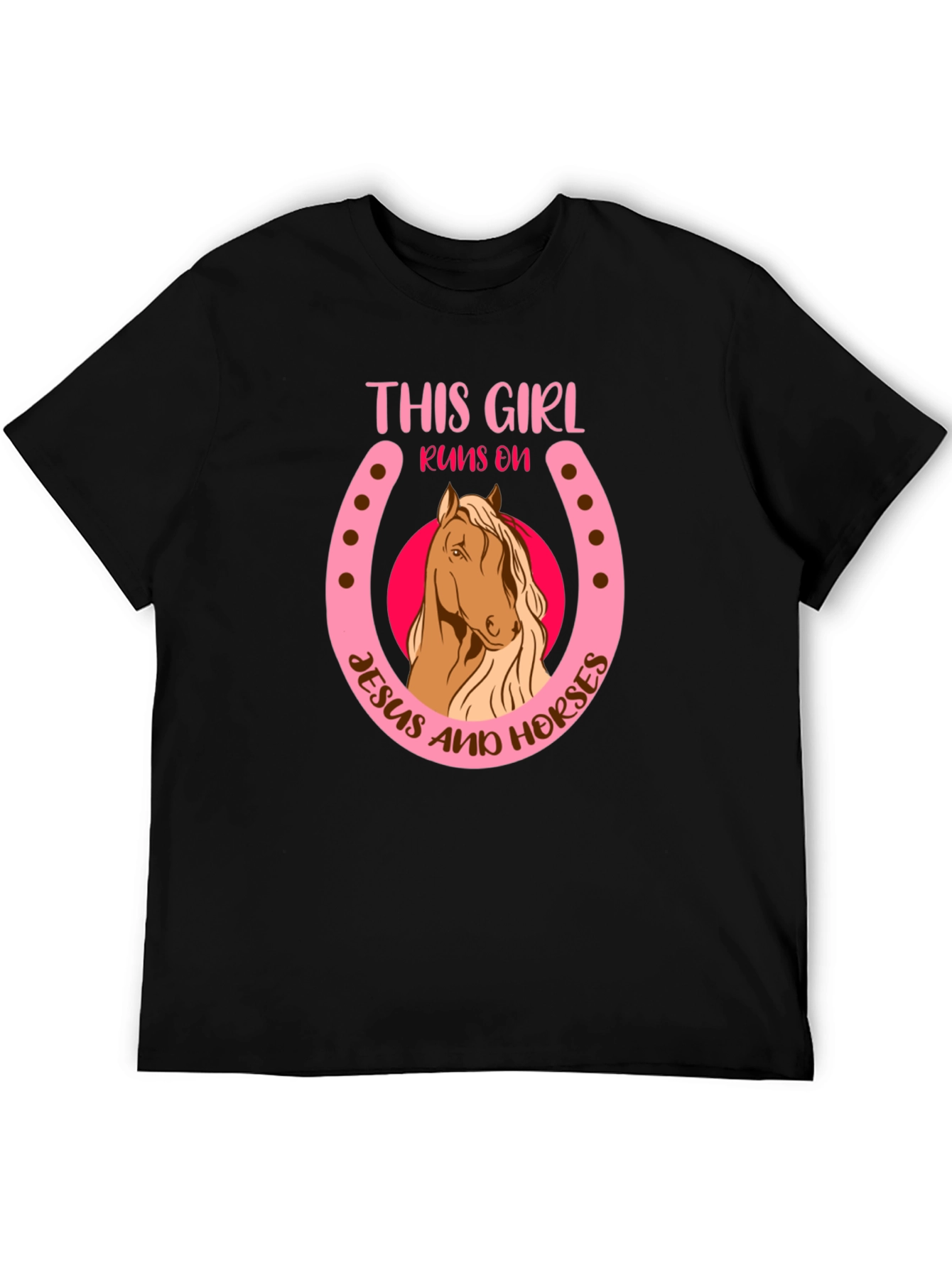 This Girl Runs on Jesus and Horses T-Shirt