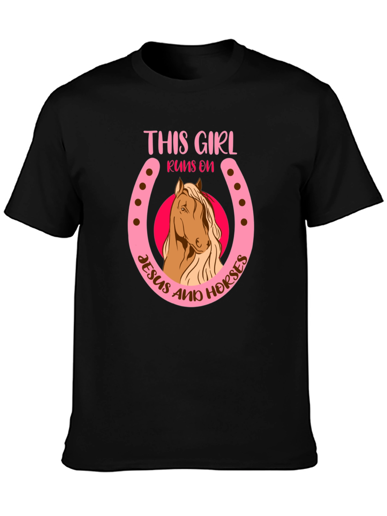 This Girl Runs on Jesus and Horses T-Shirt