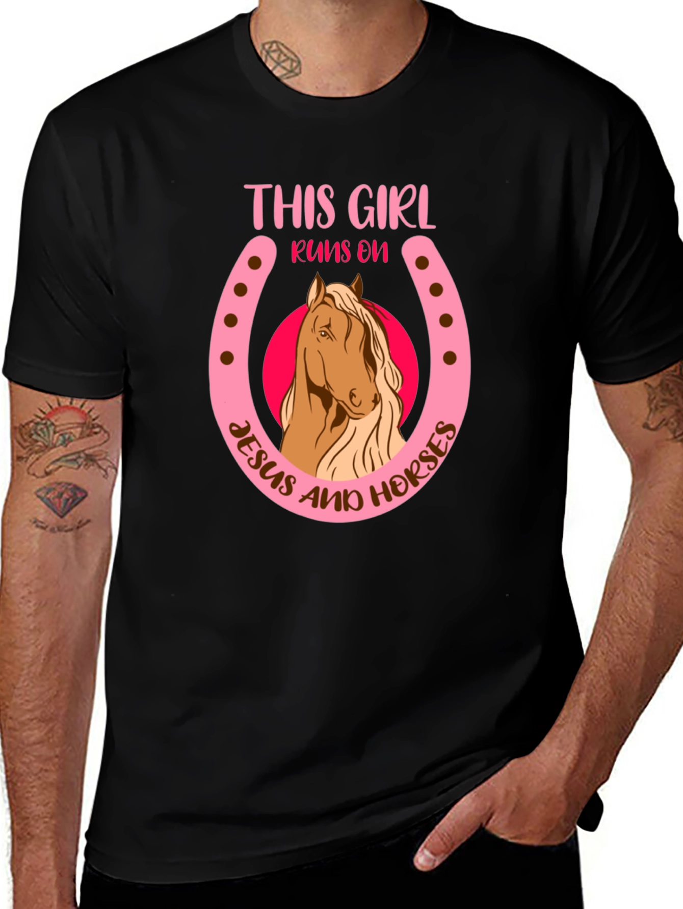This Girl Runs on Jesus and Horses T-Shirt