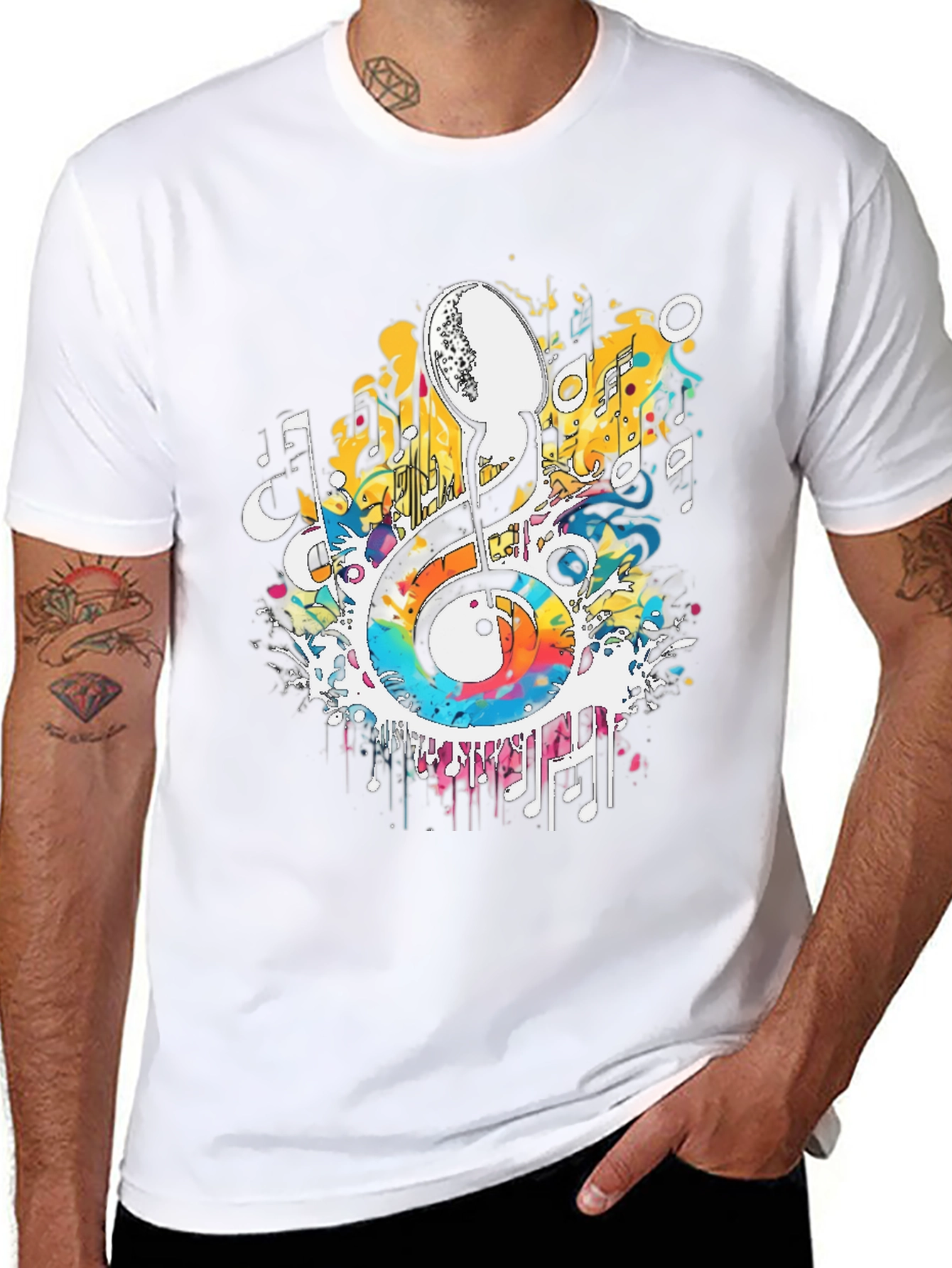 Musical Note Graphic Tee - Artistic Splash Design