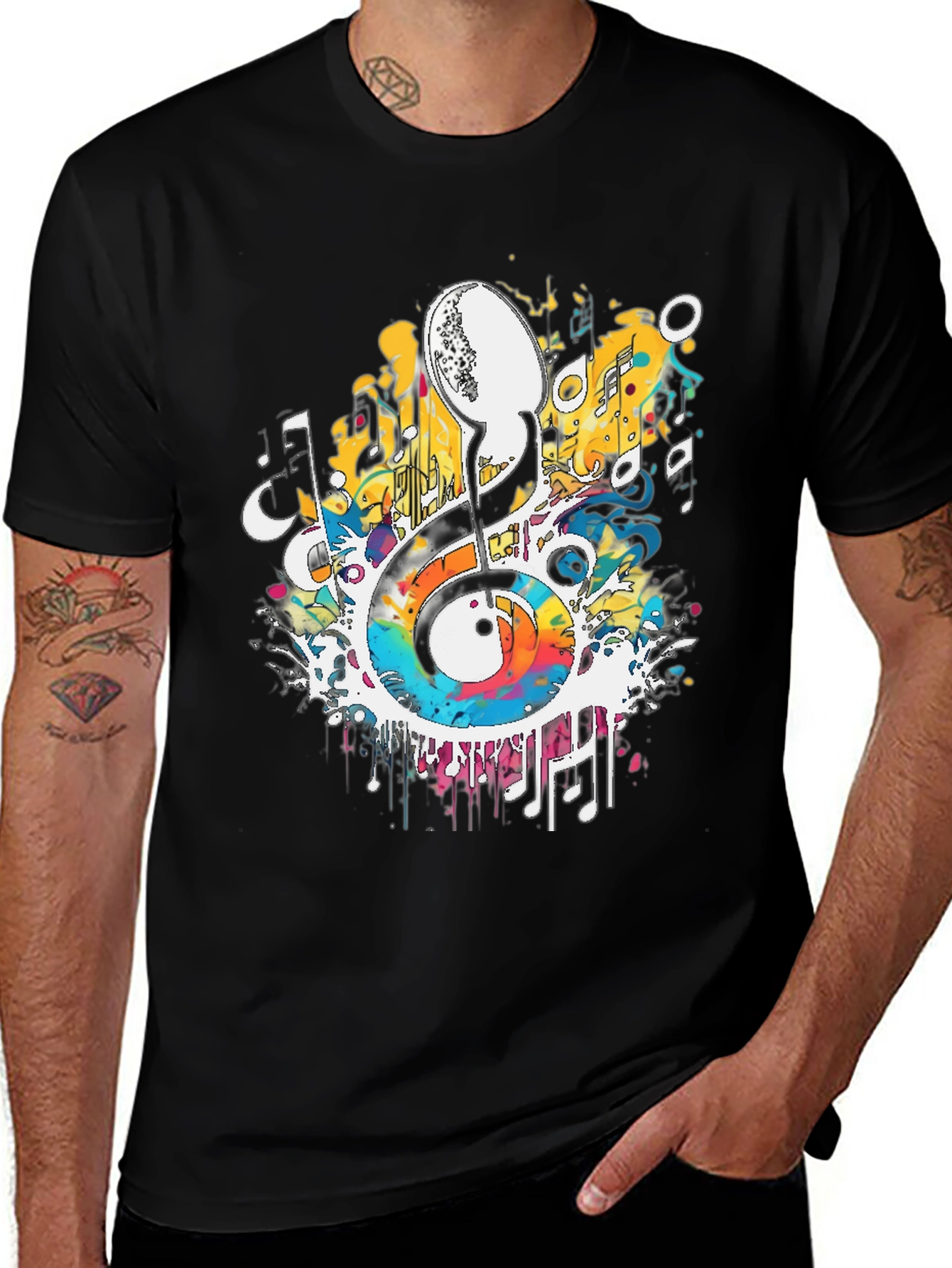 Musical Note Graphic Tee - Artistic Splash Design