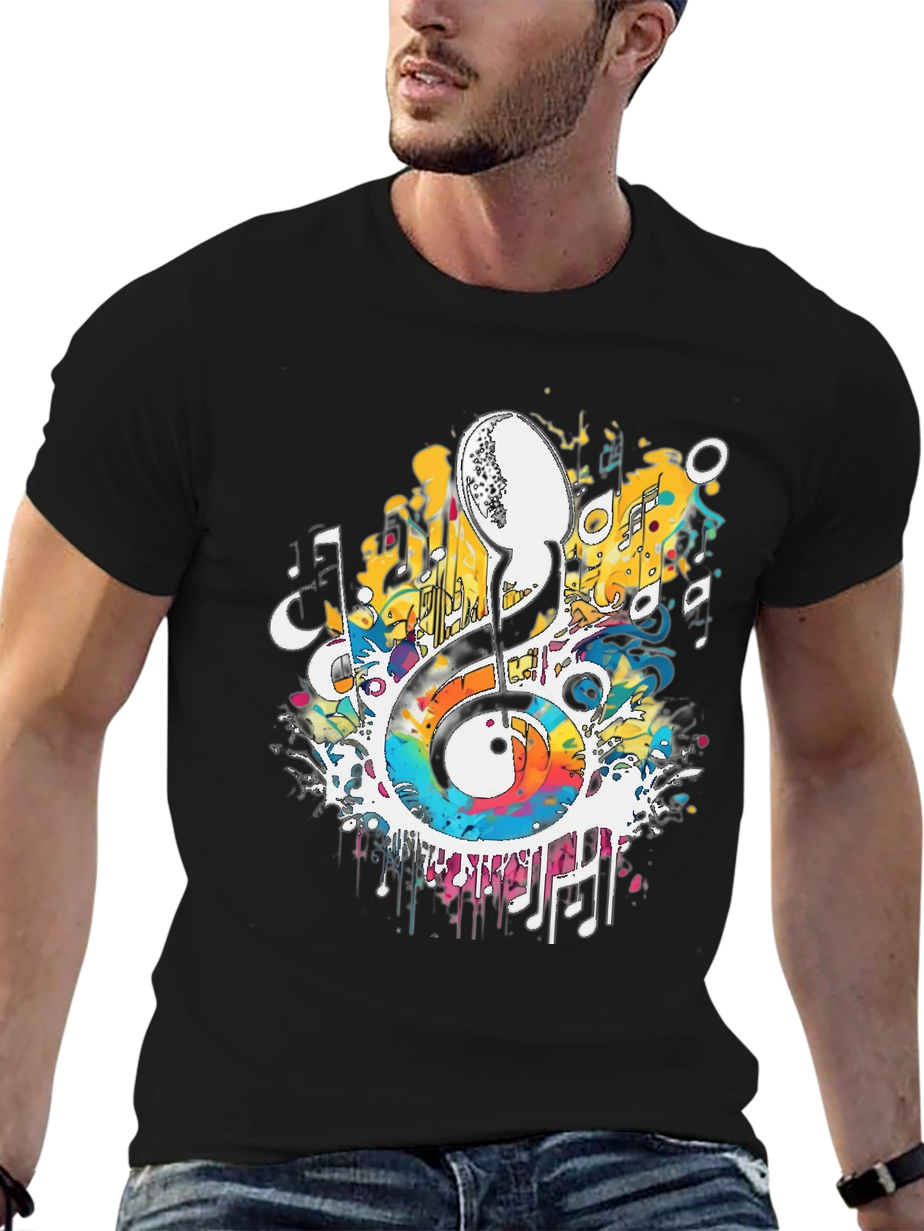 Musical Note Graphic Tee - Artistic Splash Design